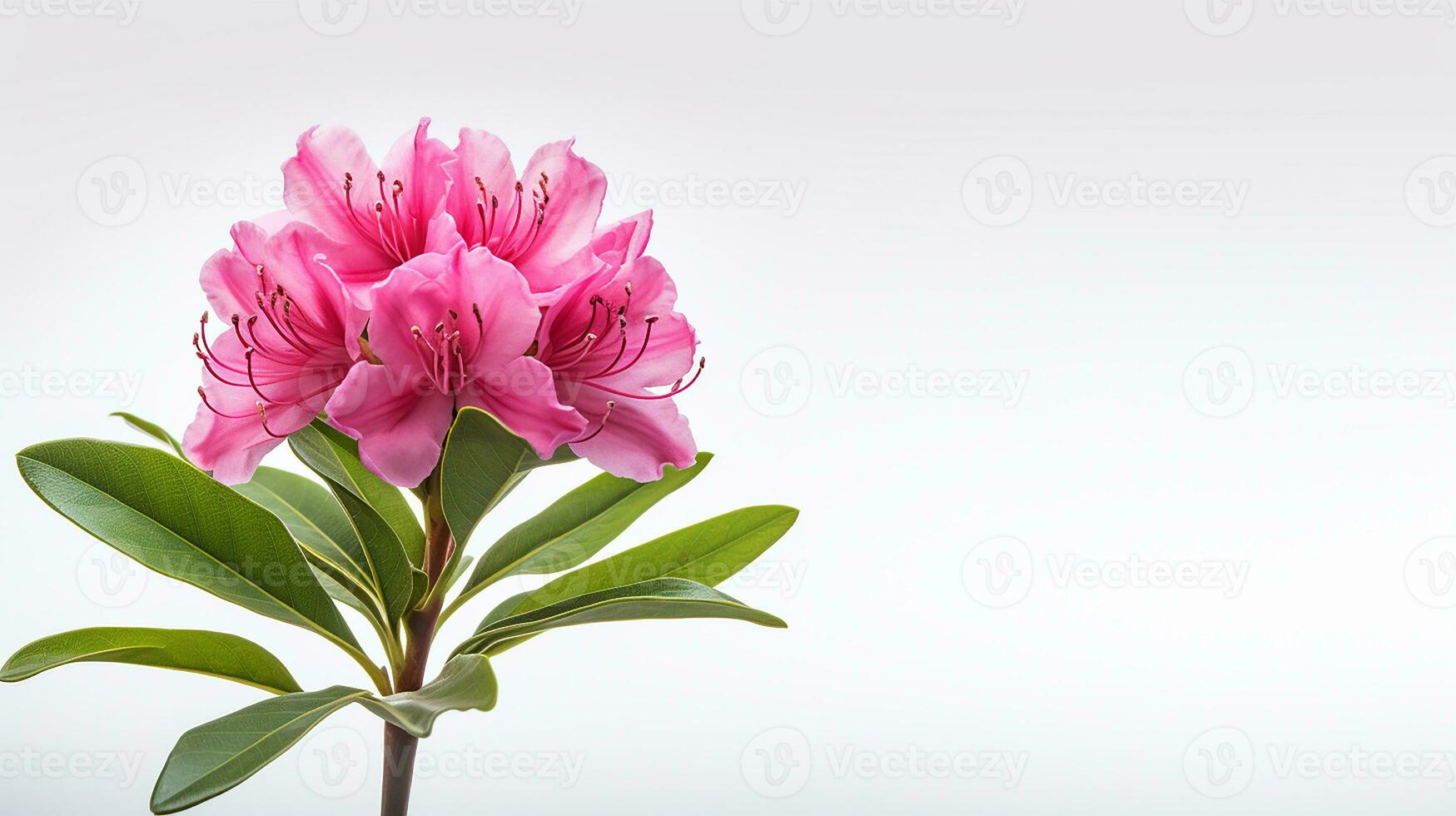 Photo of beautiful Rhododendron flower isolated on white background. Generative AI