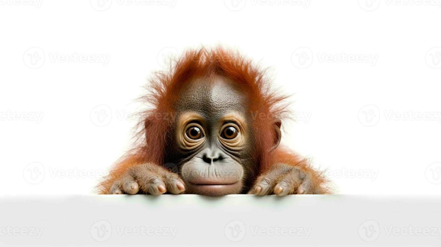 Photo of a orangutan on white background. Generative AI