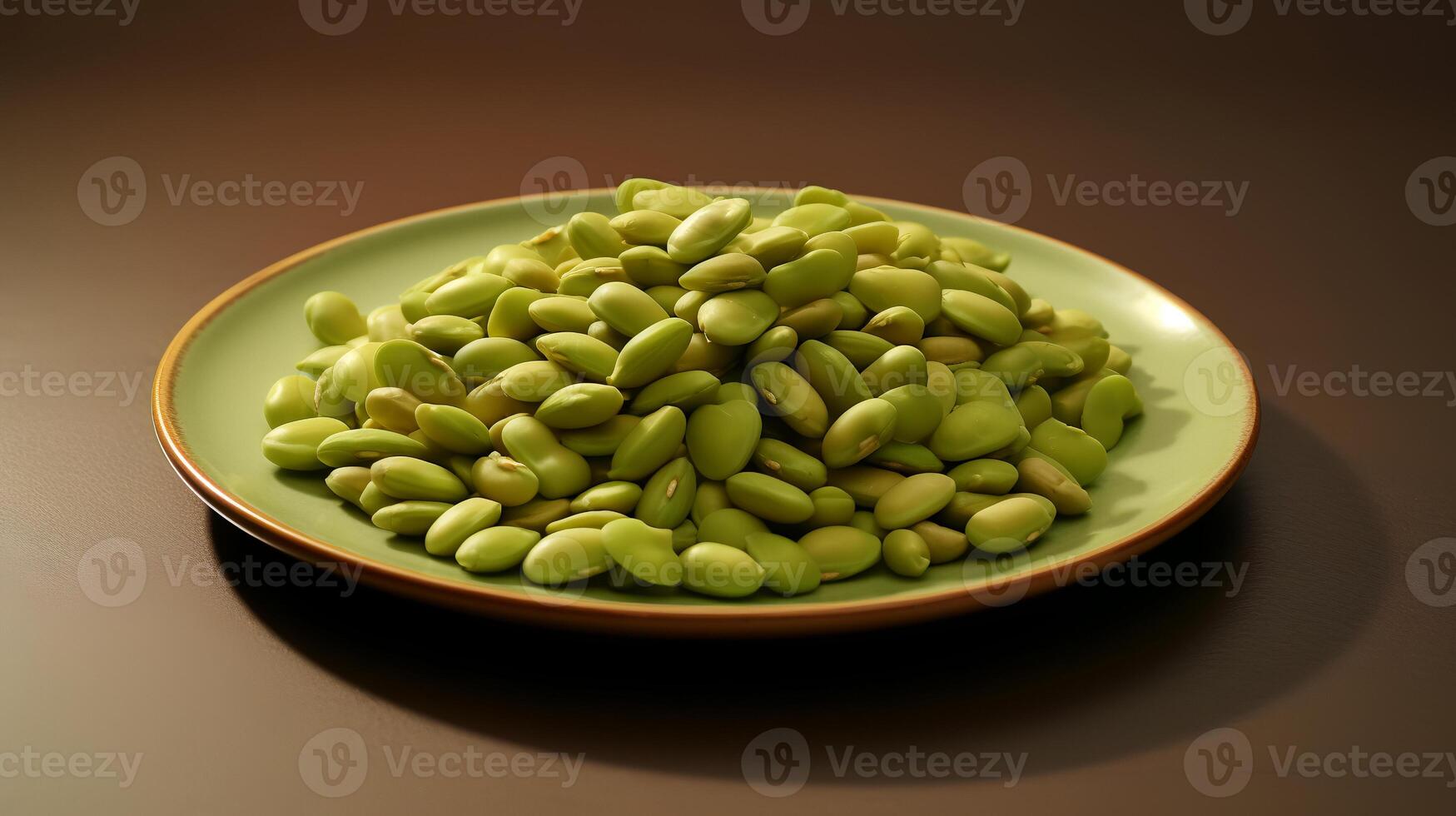 Photo of Peas seeds on minimalist plate. generative ai