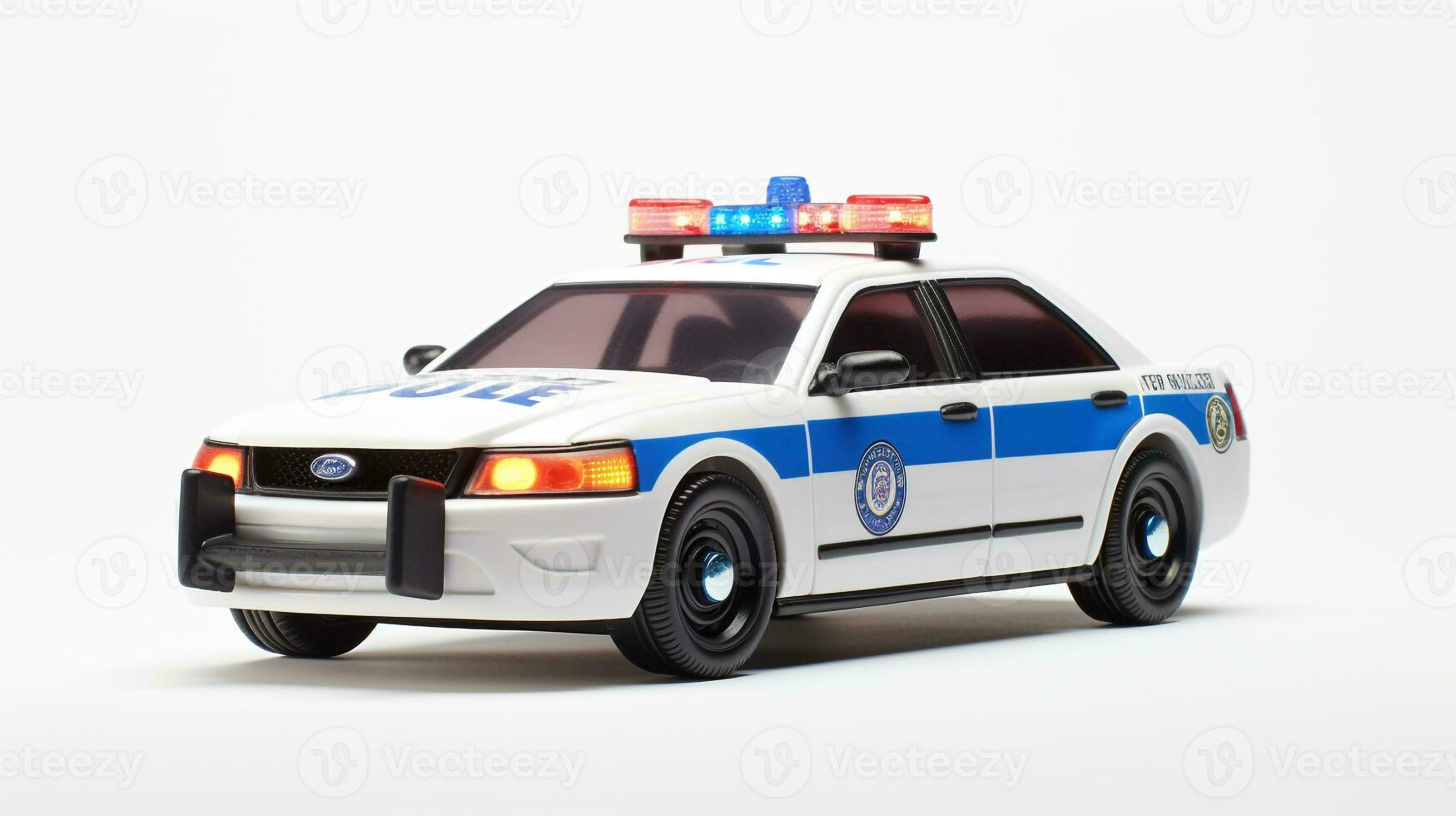 Displaying a 3D miniature Police Car. Generative AI photo