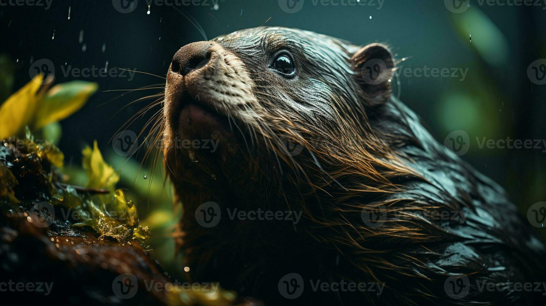 Close-up photo of a Wombat looking any direction on jungle. Generative AI