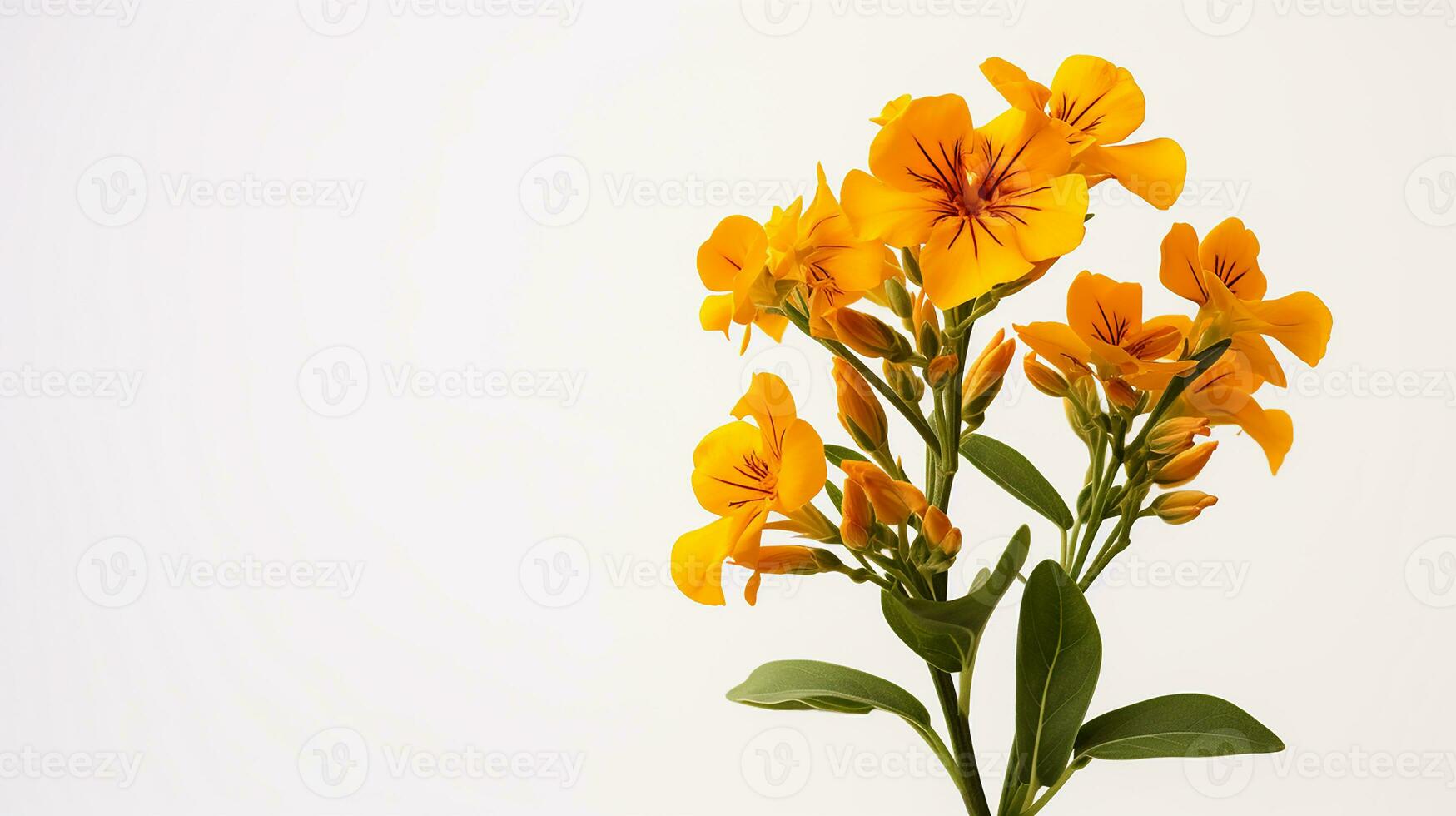 Photo of beautiful Wallflower flower isolated on white background. Generative AI