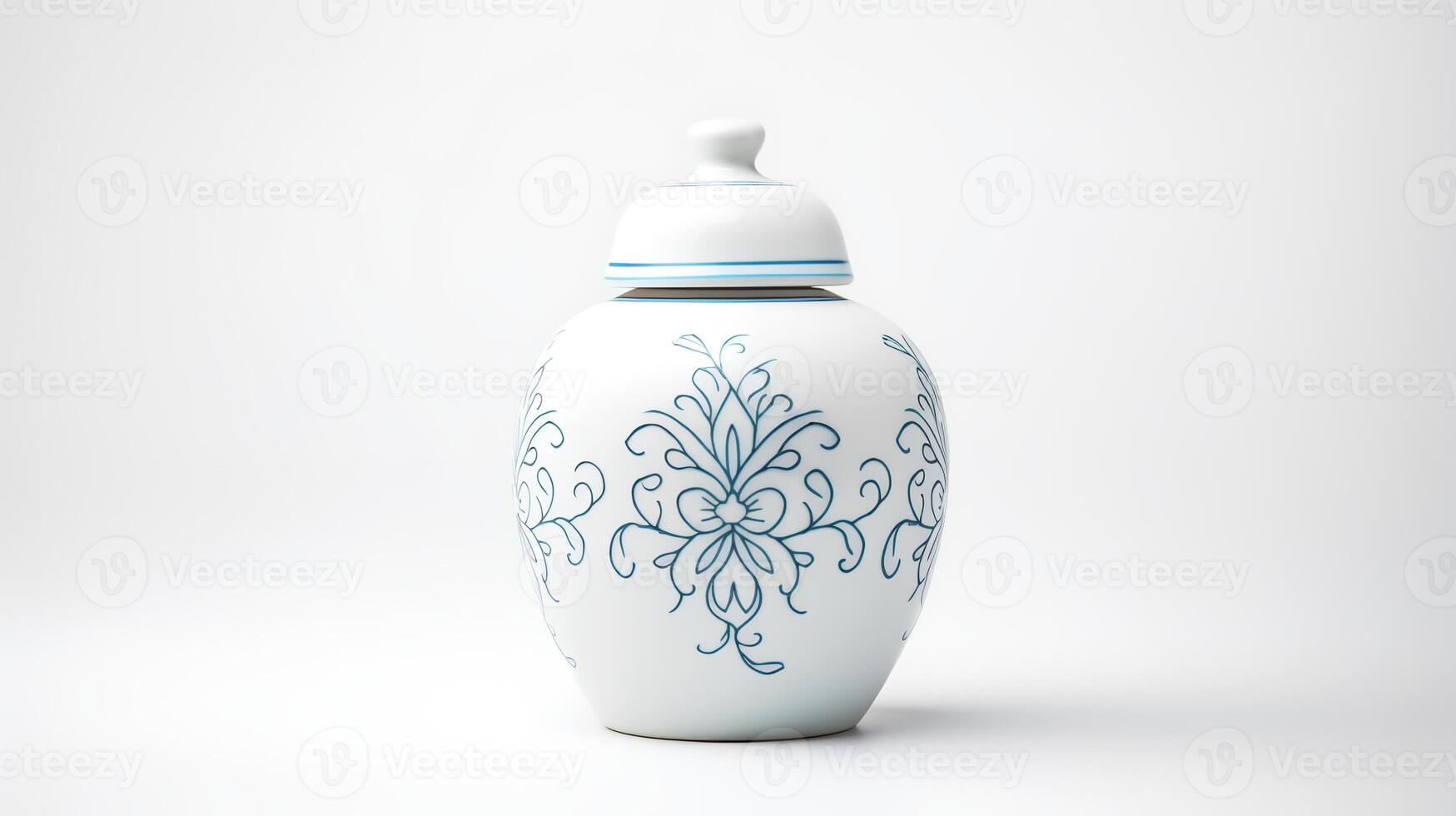 Photo of Minimalis chinese jar isolated on white background.