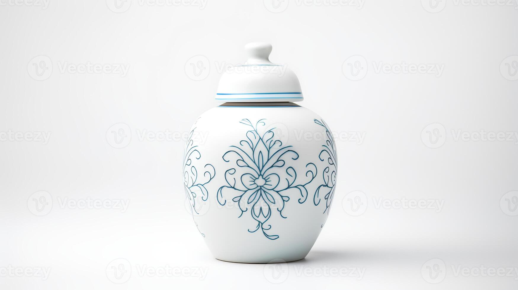 Photo of Minimalis chinese jar isolated on white background. generative ai