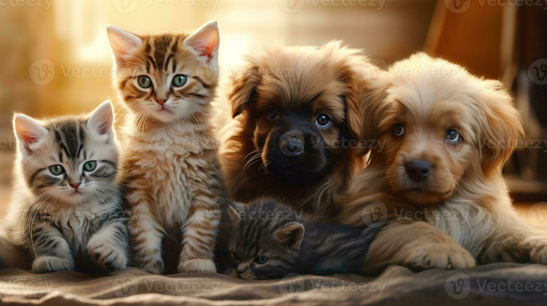 photo of dog and cat loving each other  . Generative AI
