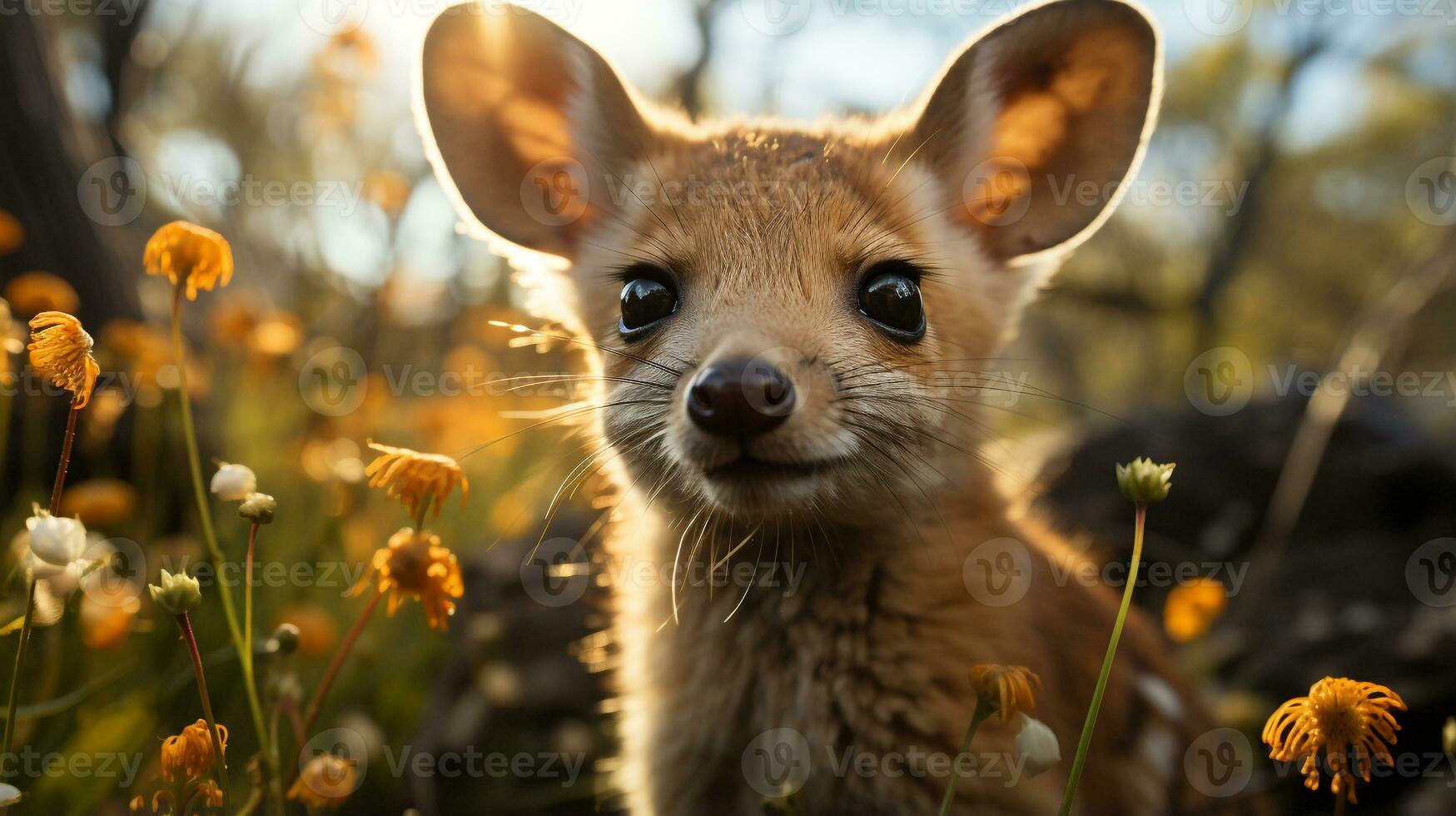 Close-up photo of a Quoll looking any direction. Generative AI