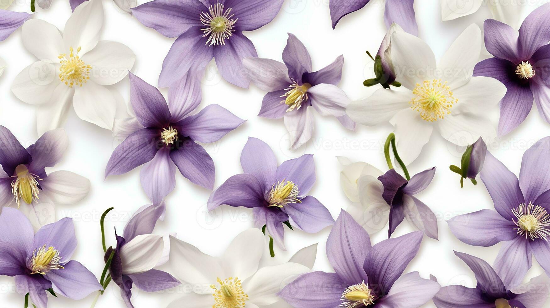 Columbine flower patterned background. Flower texture background. Generative AI photo