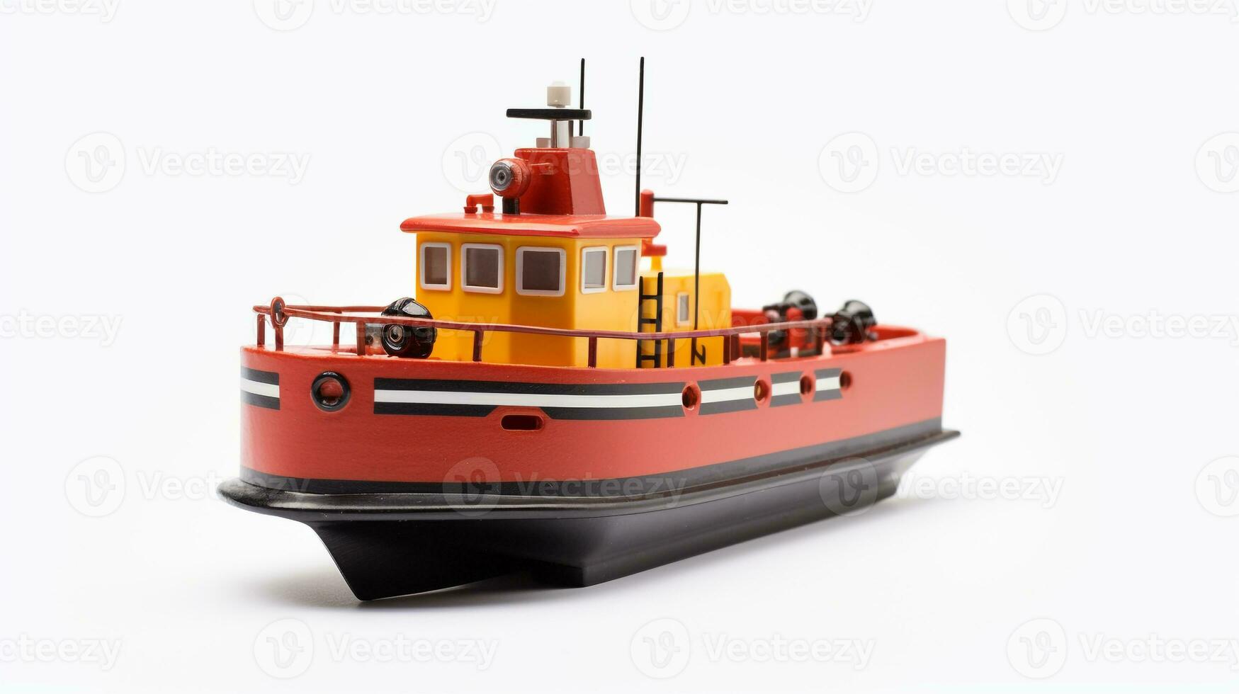 Displaying a 3D miniature Tugboat. Generative AI photo