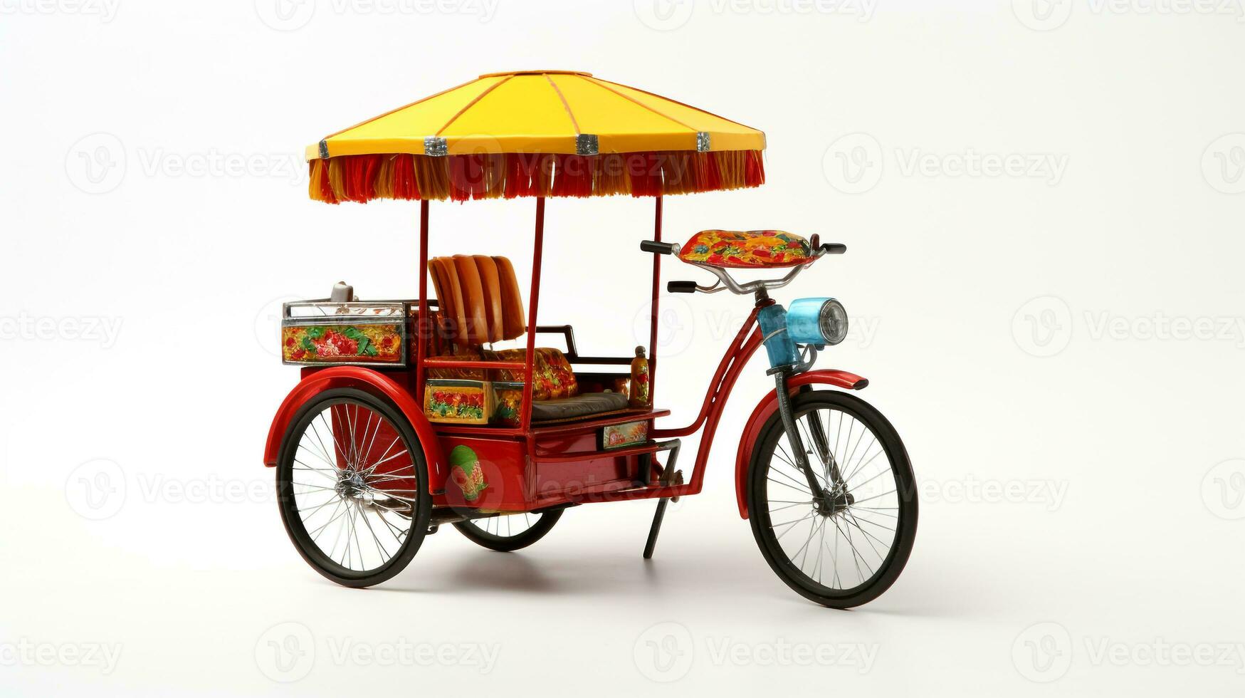 Displaying a 3D miniature Bicycle Rickshaw. Generative AI photo