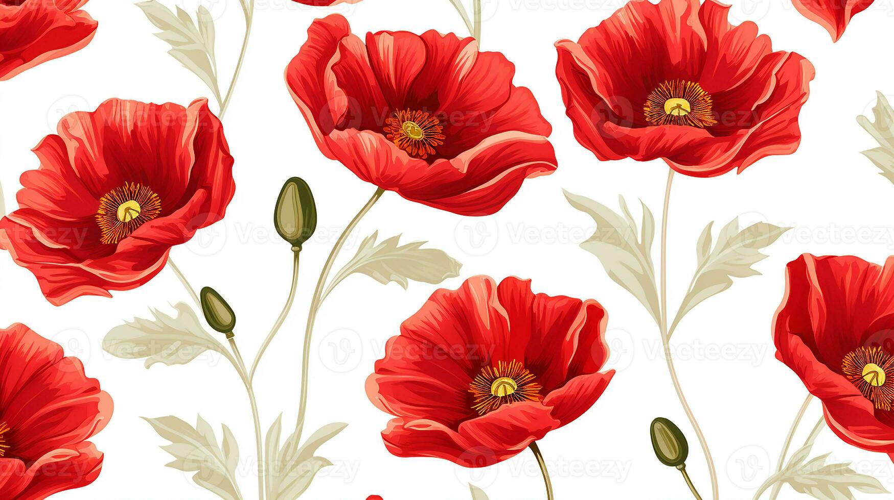 Poppy flower patterned background. Flower texture background. Generative AI photo