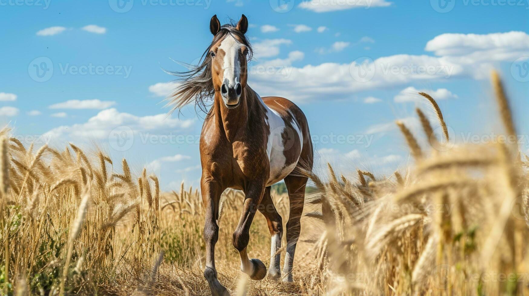 foto de un caballo en el tierras de cultivo generativo ai