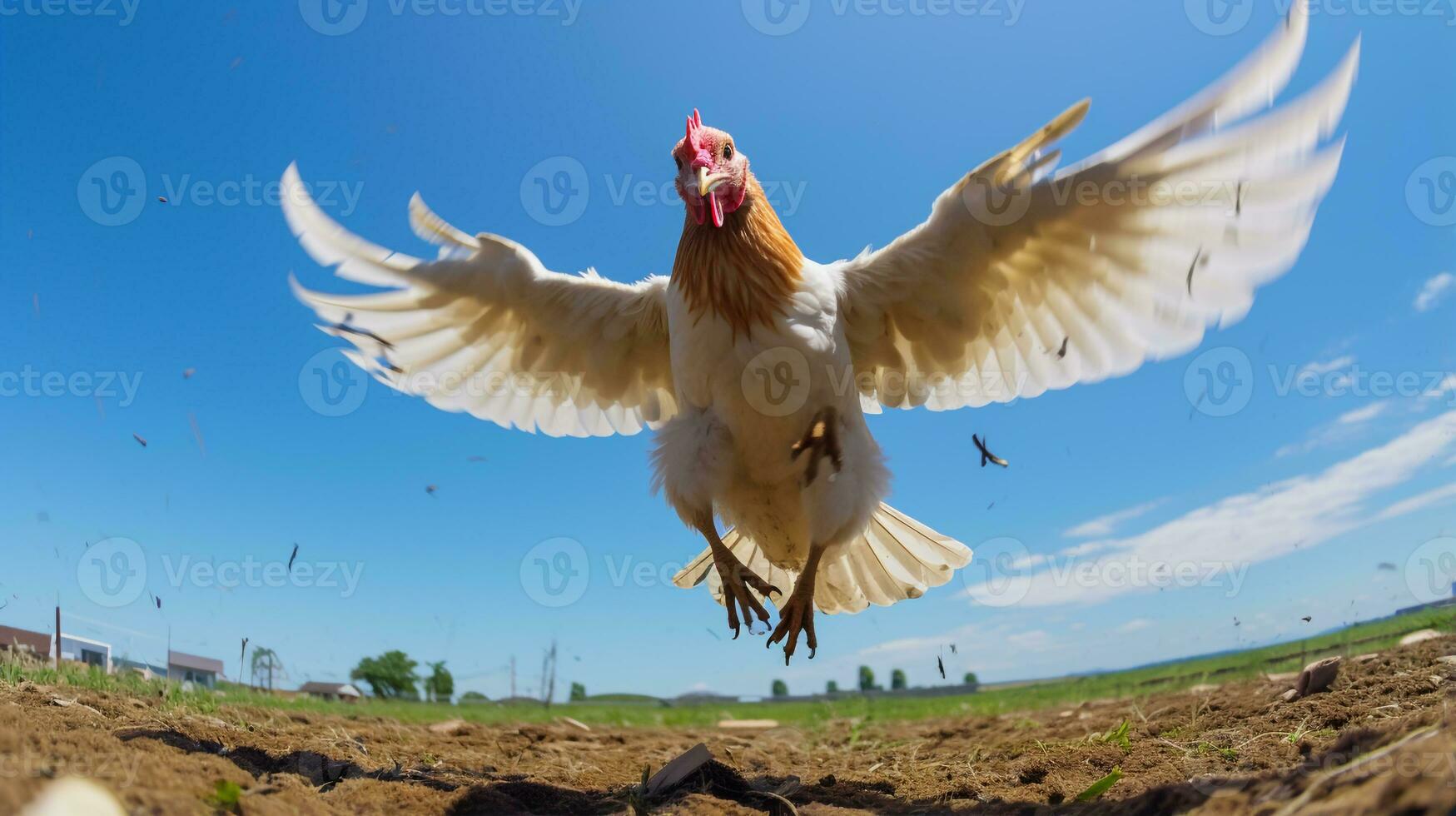 foto de un pollo en el tierras de cultivo generativo ai