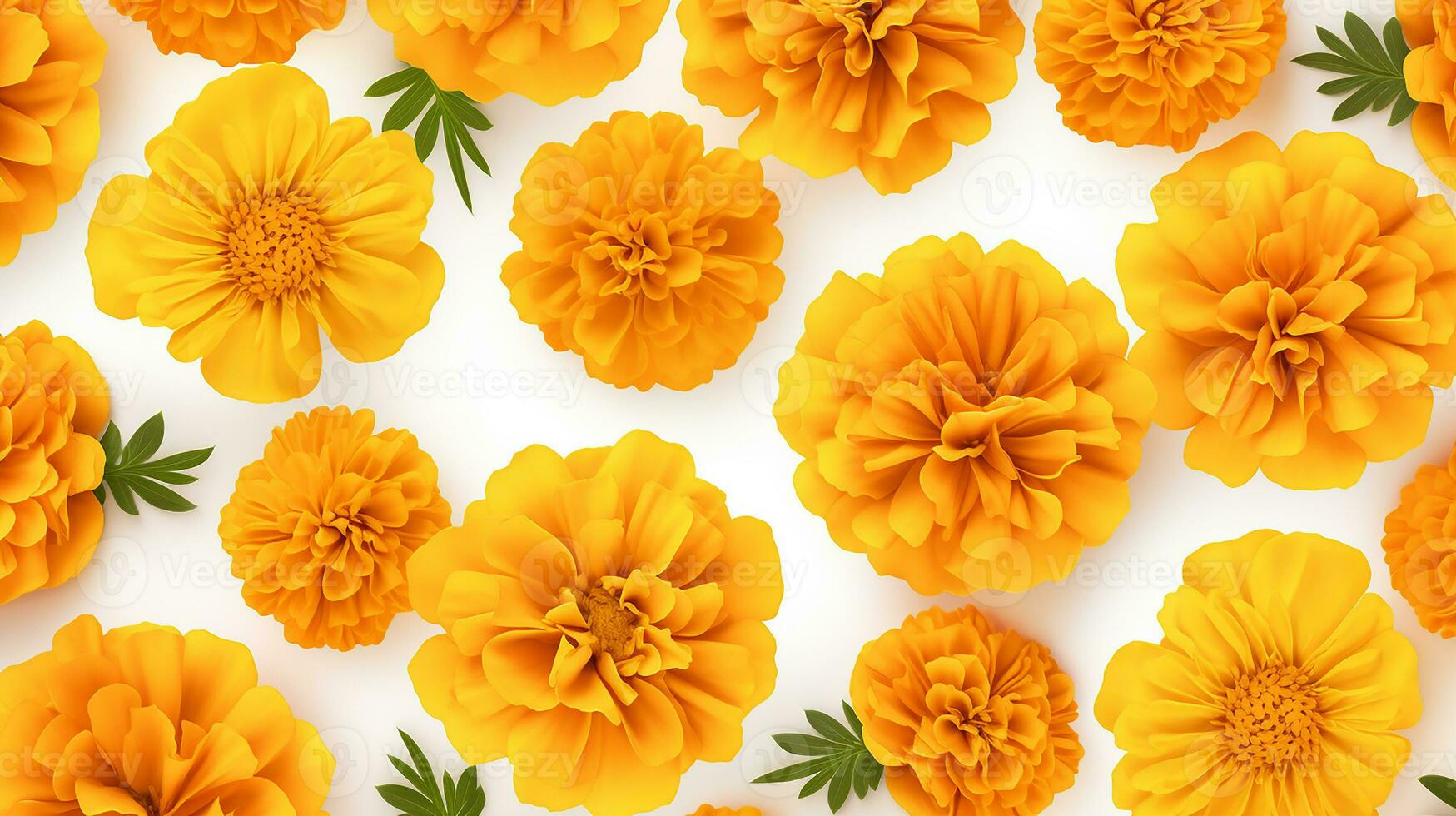 Marigold flower patterned background. Flower texture background. Generative AI photo