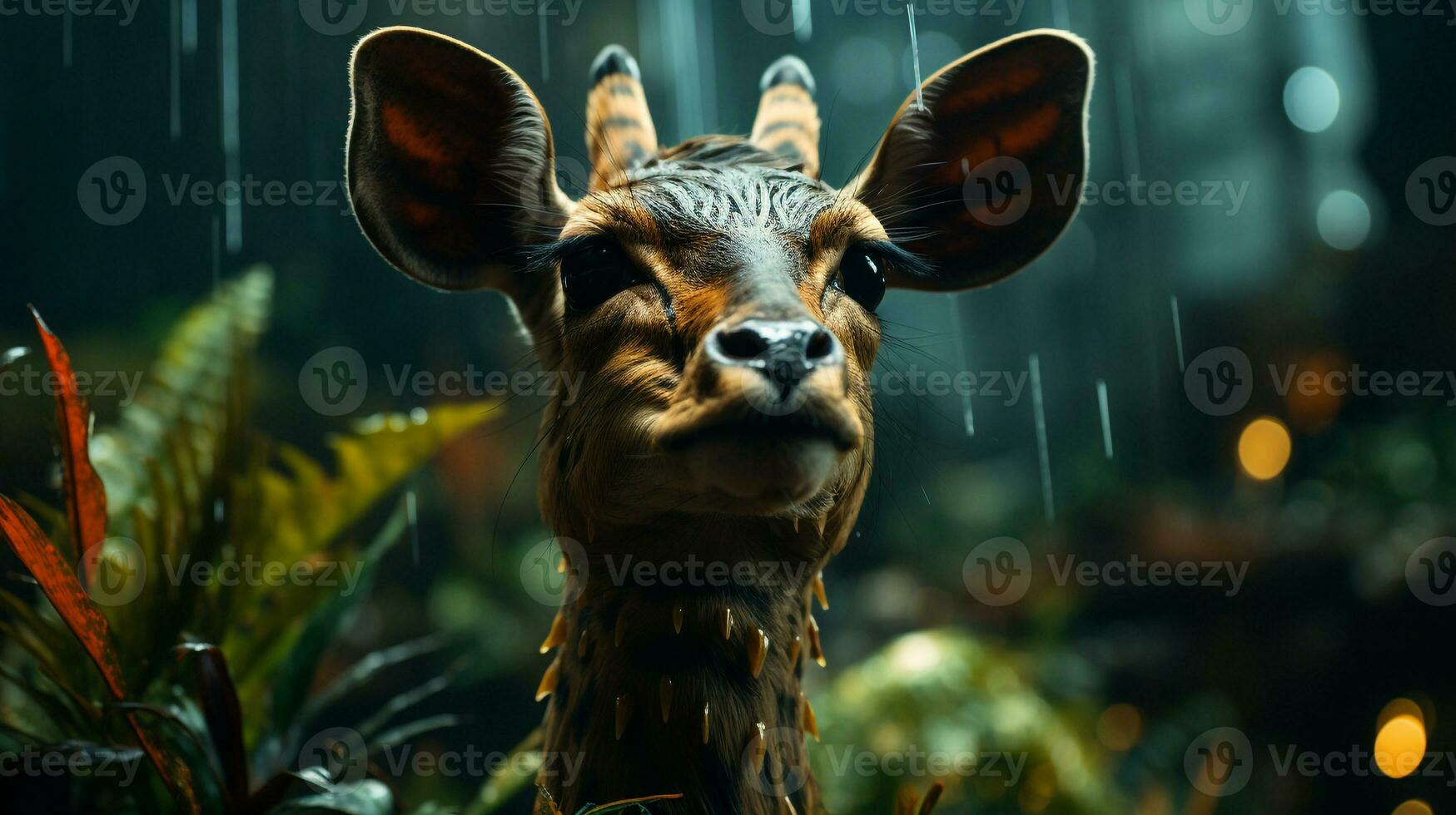 Close-up photo of a Antelope looking any direction on jungle. Generative AI