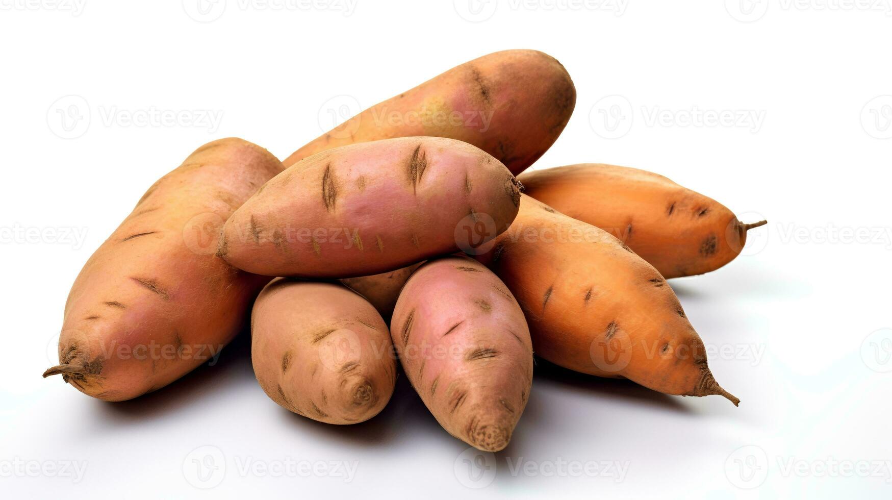 Photo of Sweet potatoes isolated on white background. generative ai