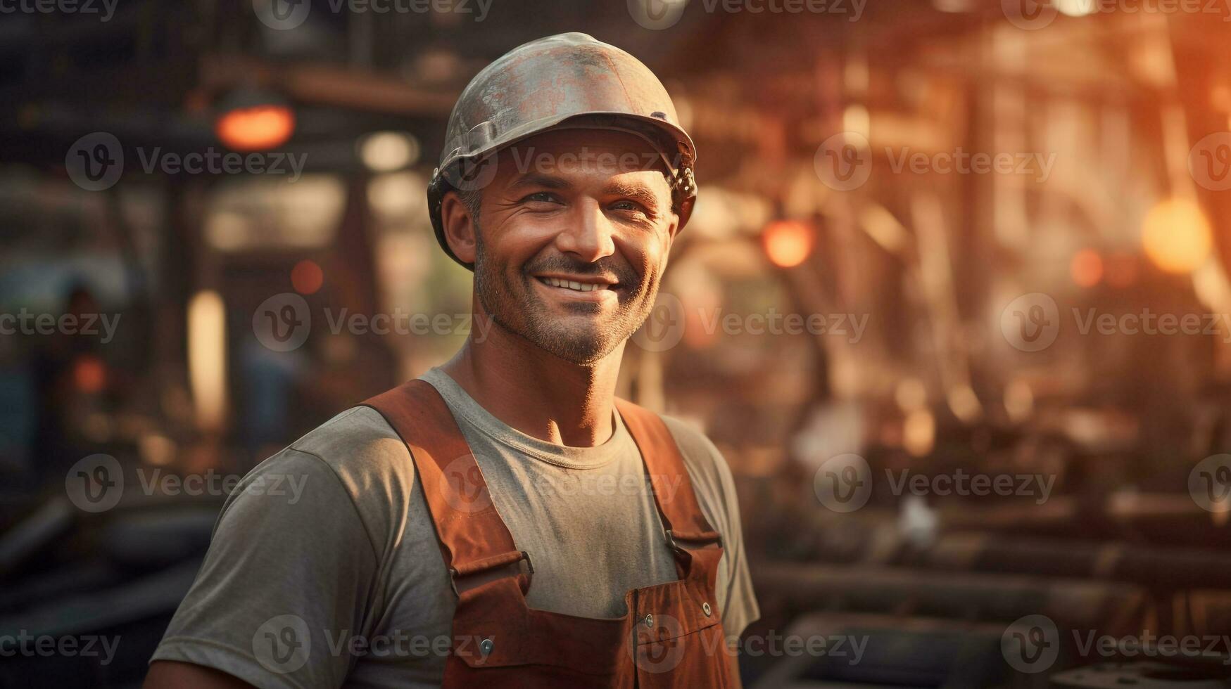 foto de masculino trabajador sonrisa mirando cámara. generativo ai