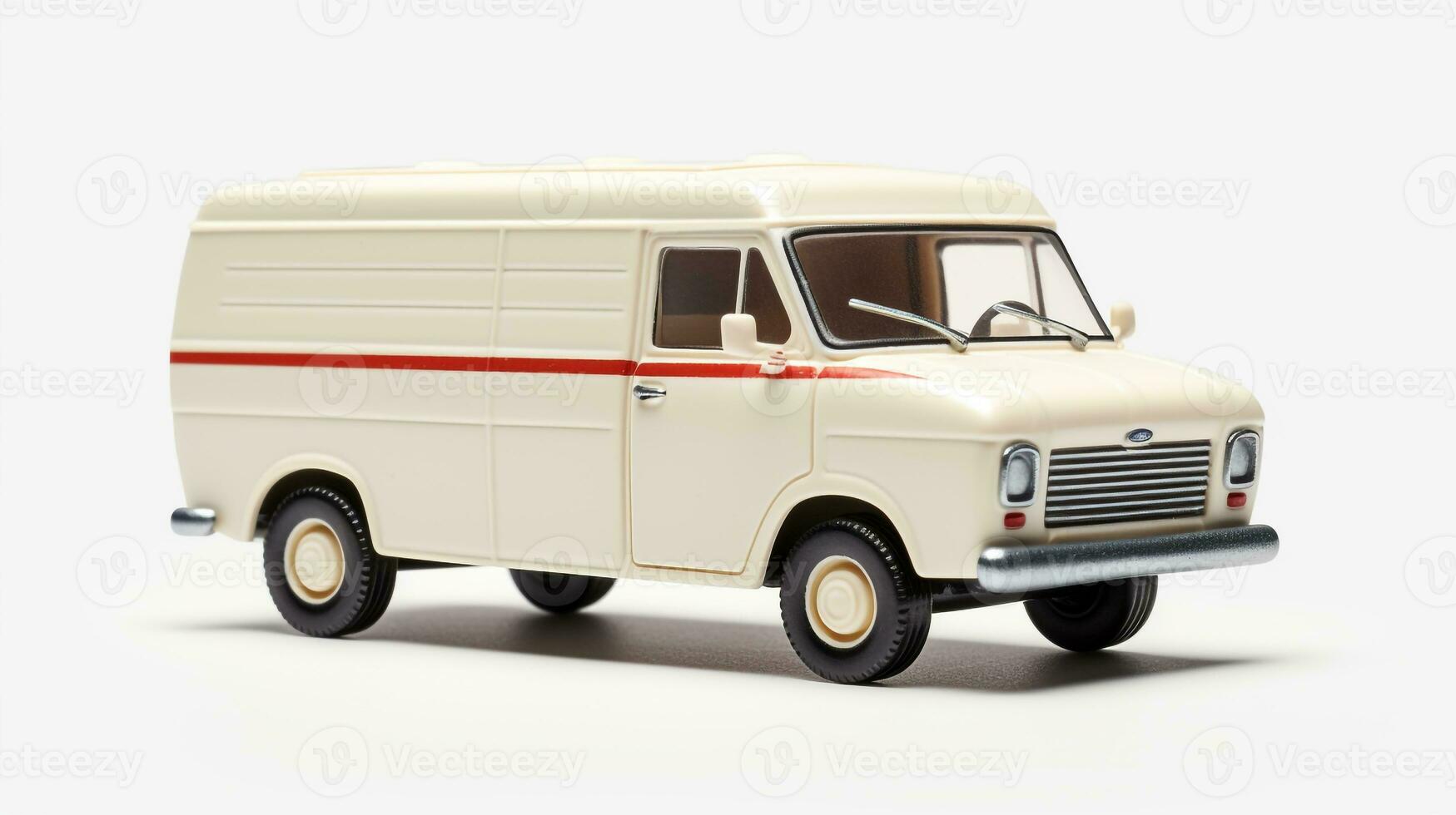 Displaying a 3D miniature Postal Van. Generative AI photo