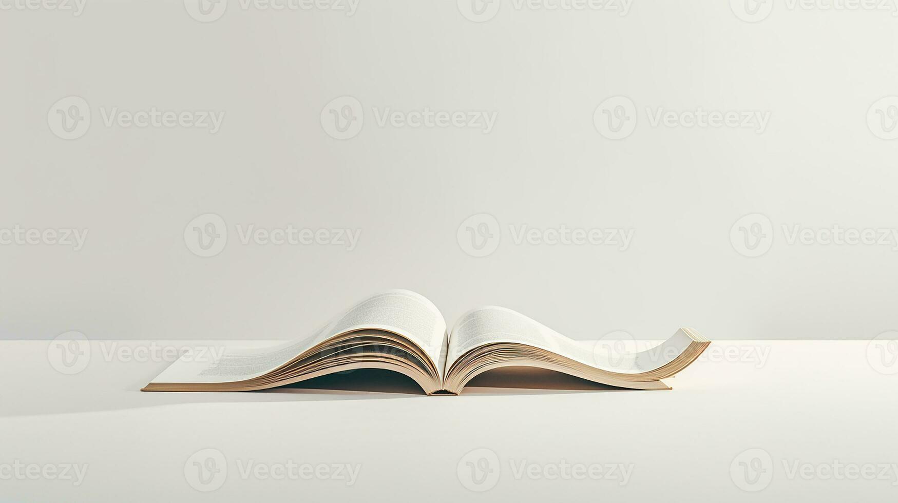 Open book isolated on white background. 3d illustration. Mock up. Generative AI photo