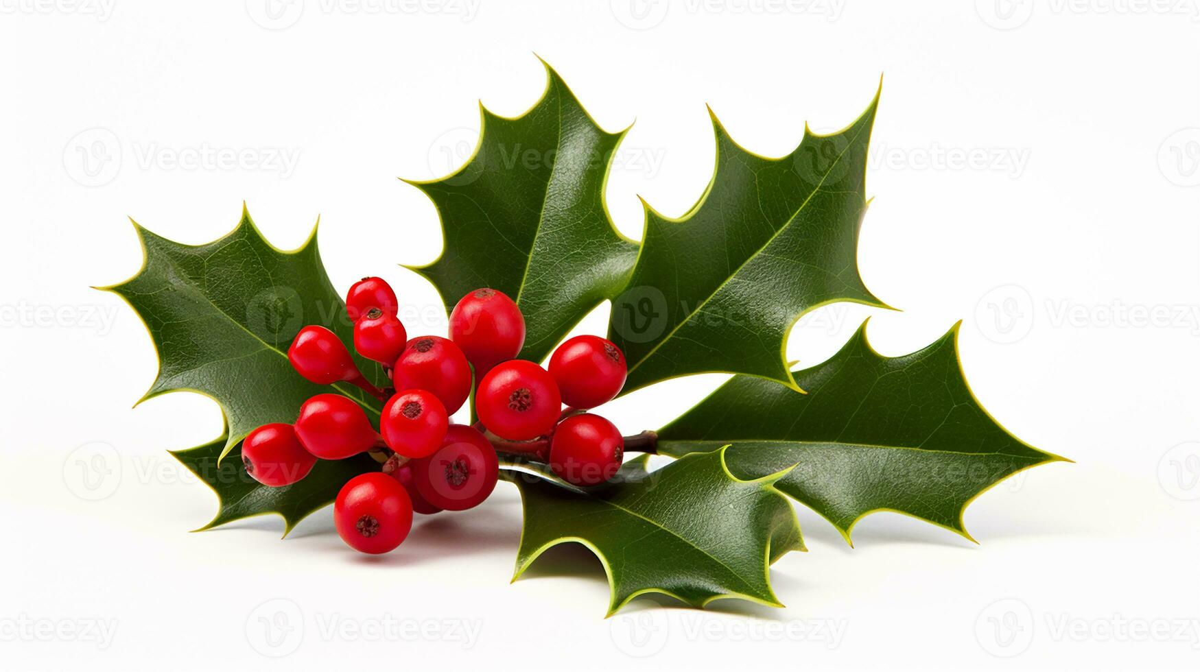 Photo of beautiful Holly flower isolated on white background. Generative AI