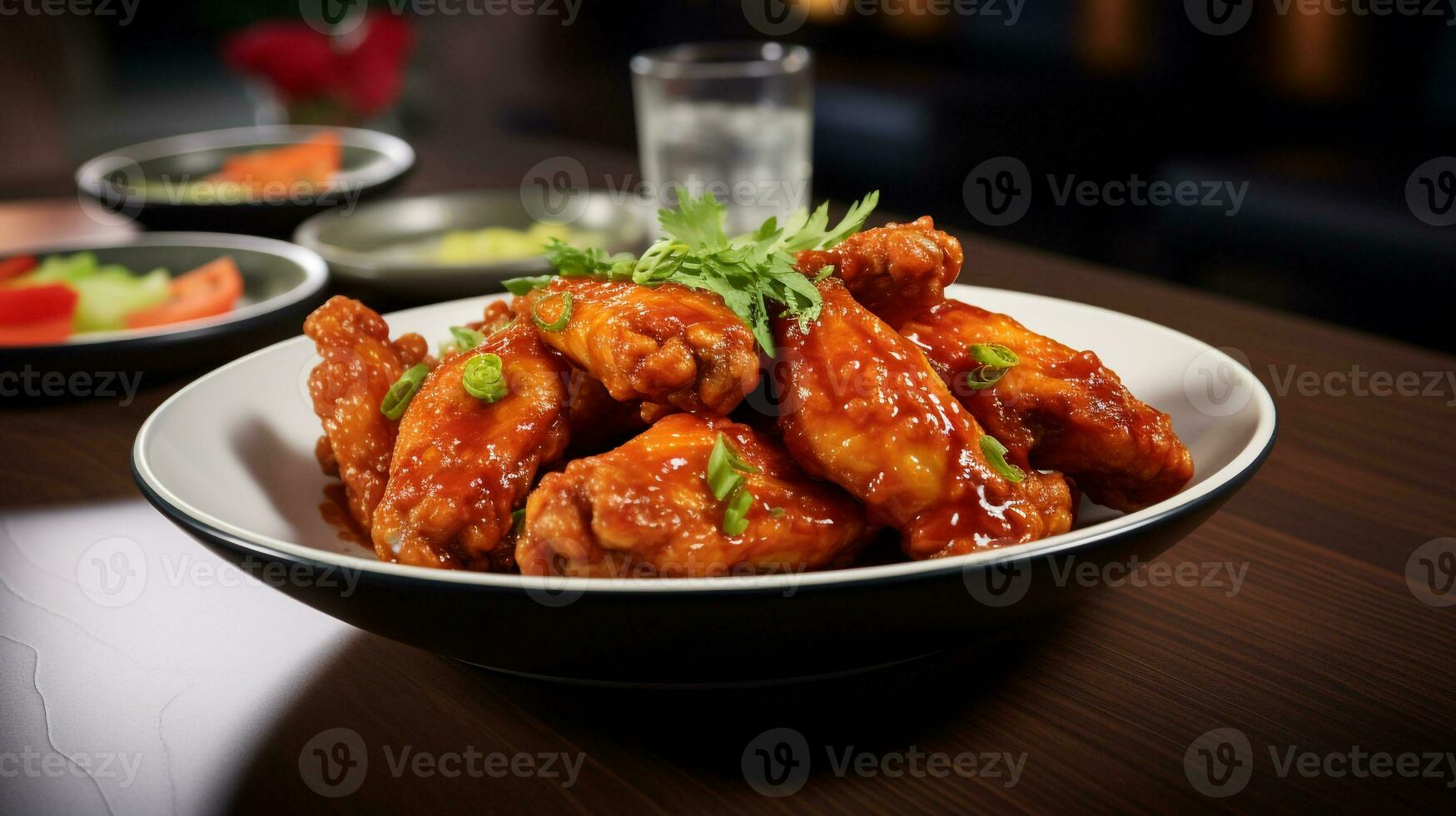 Photo of Buffalo Wings as a dish in a high-end restaurant. Generative AI