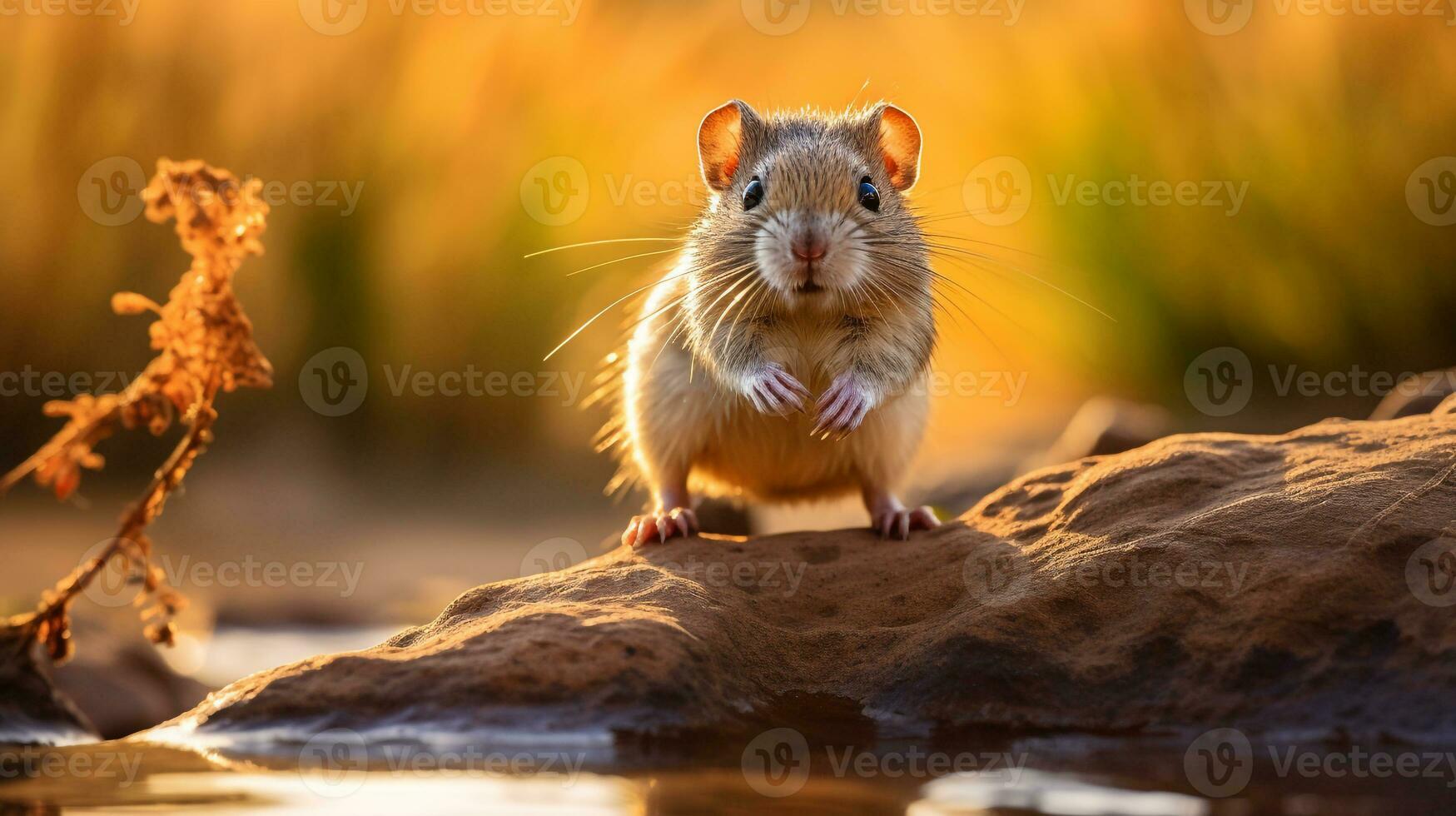 Close-up photo of a Gerbil looking in their habitat. Generative AI