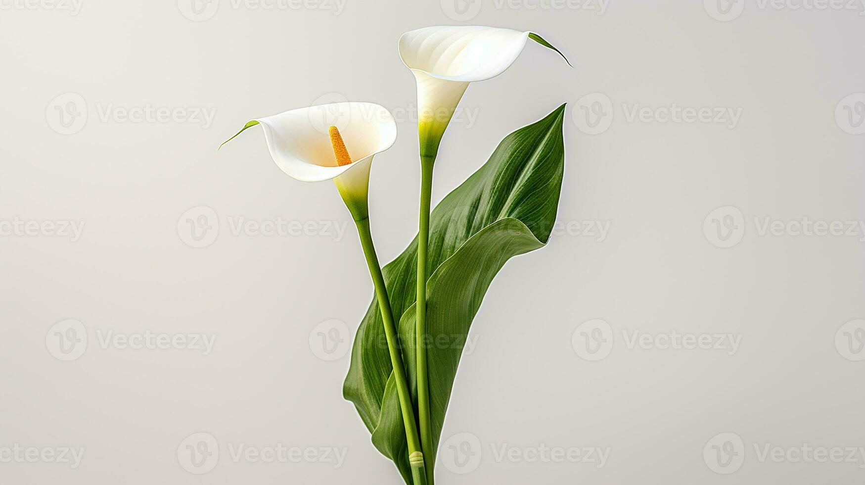 Photo of beautiful Calla Lily flower isolated on white background. Generative AI