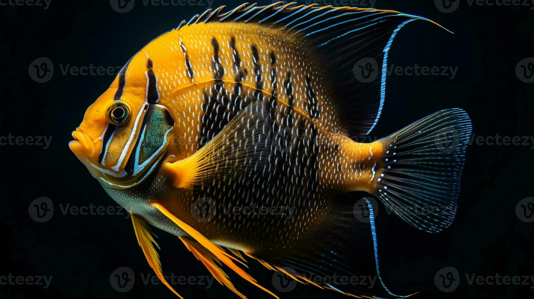 Wildlife photography of Photo of Angelfish. Generative AI