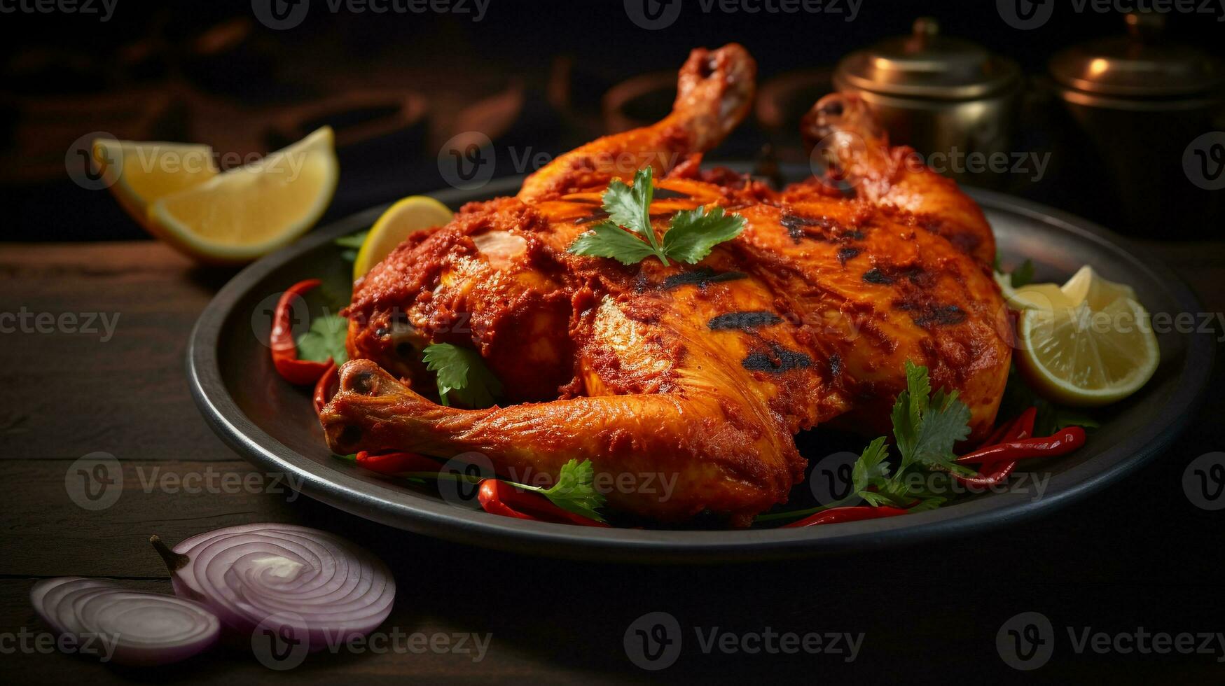 Photo of Tandoori Chicken as a dish in a high-end restaurant. Generative AI