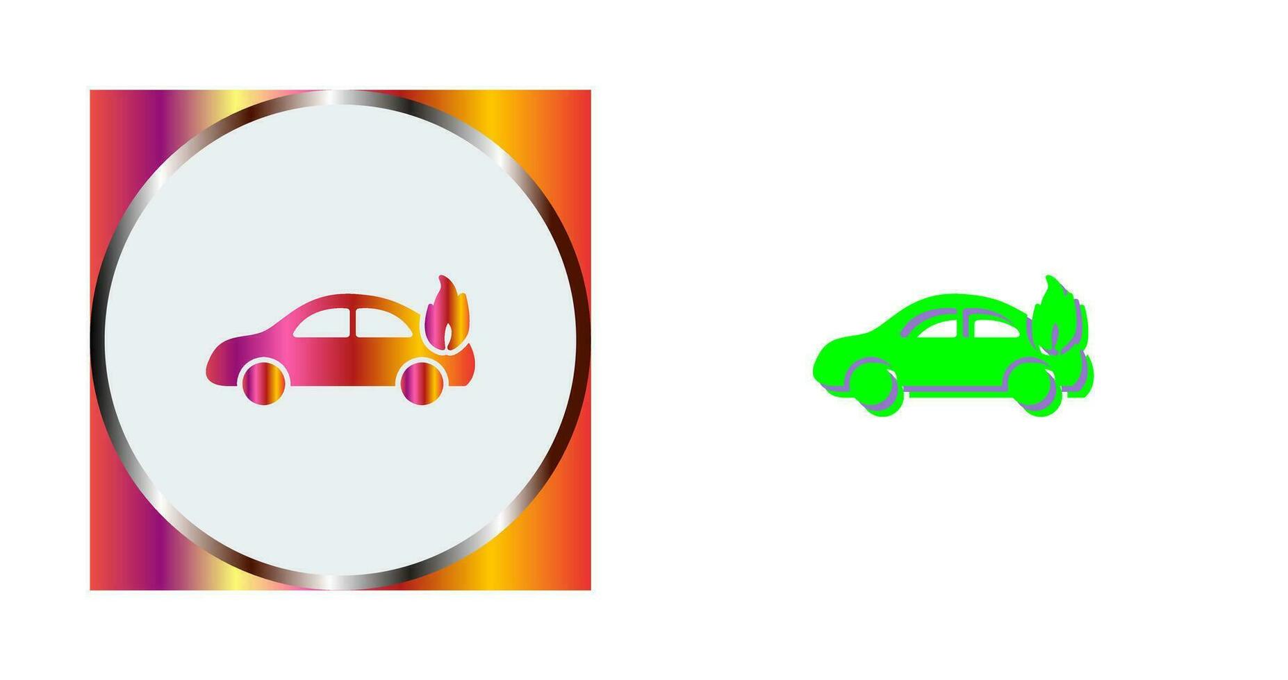 coche único en icono de vector de fuego