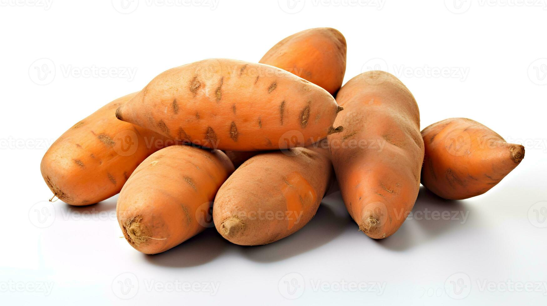 Photo of Sweet potatoes isolated on white background. generative ai