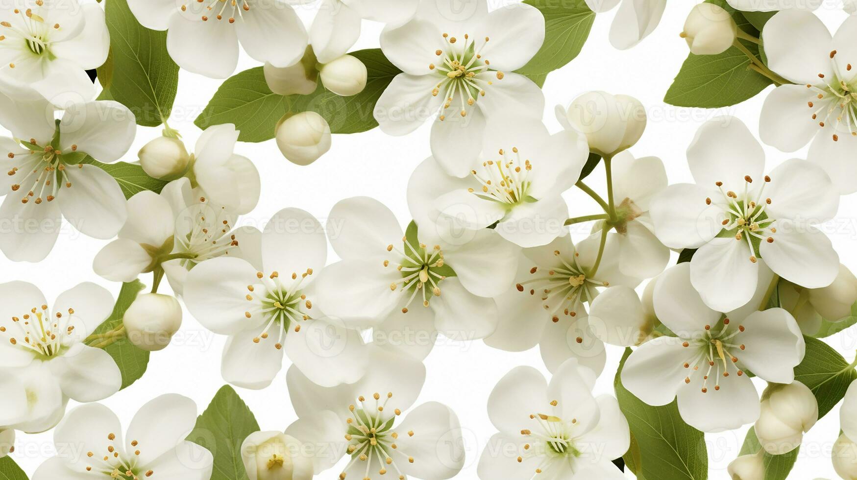 Hawthorn flower patterned background. Flower texture background. Generative AI photo