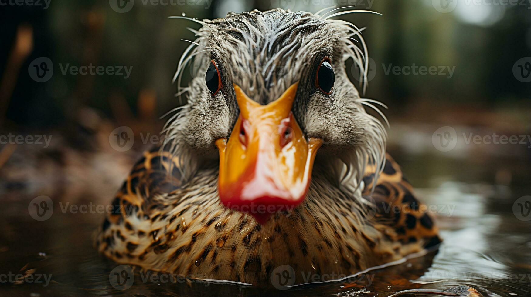 Close-up photo of a Duck looking any direction. Generative AI