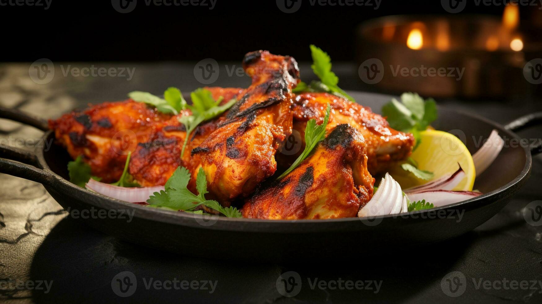 Photo of Tandoori Chicken as a dish in a high-end restaurant. Generative AI