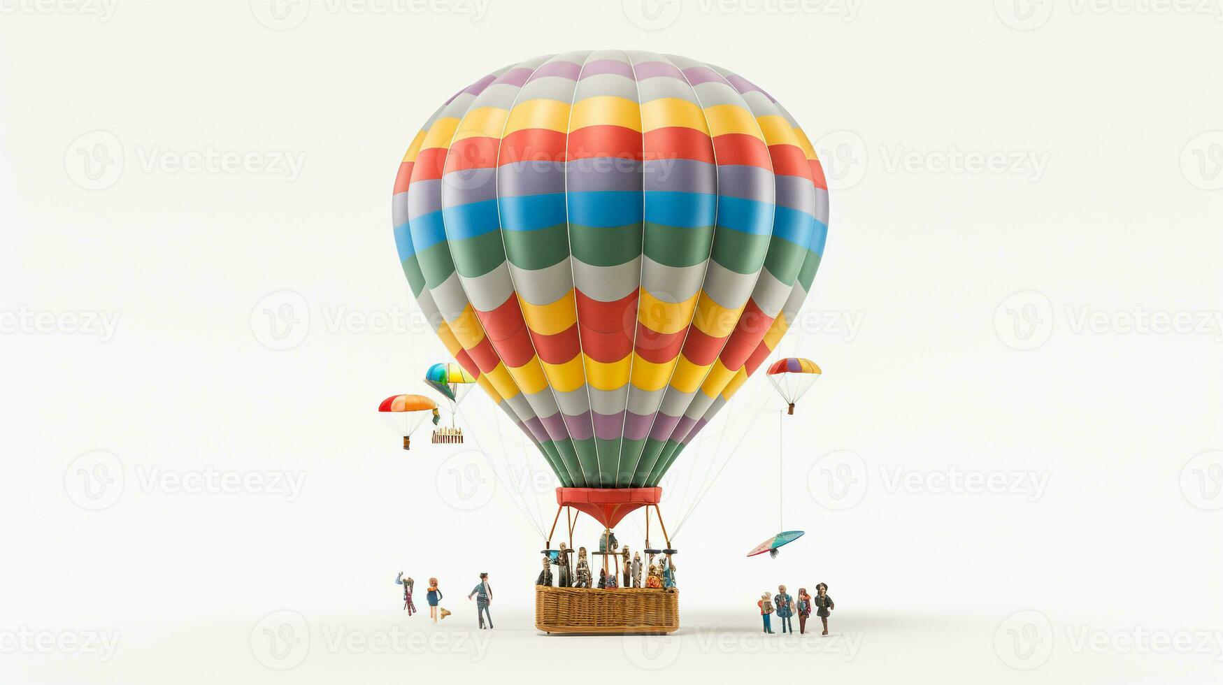 Displaying a 3D miniature Traditional Hot Air Balloon. Generative AI photo