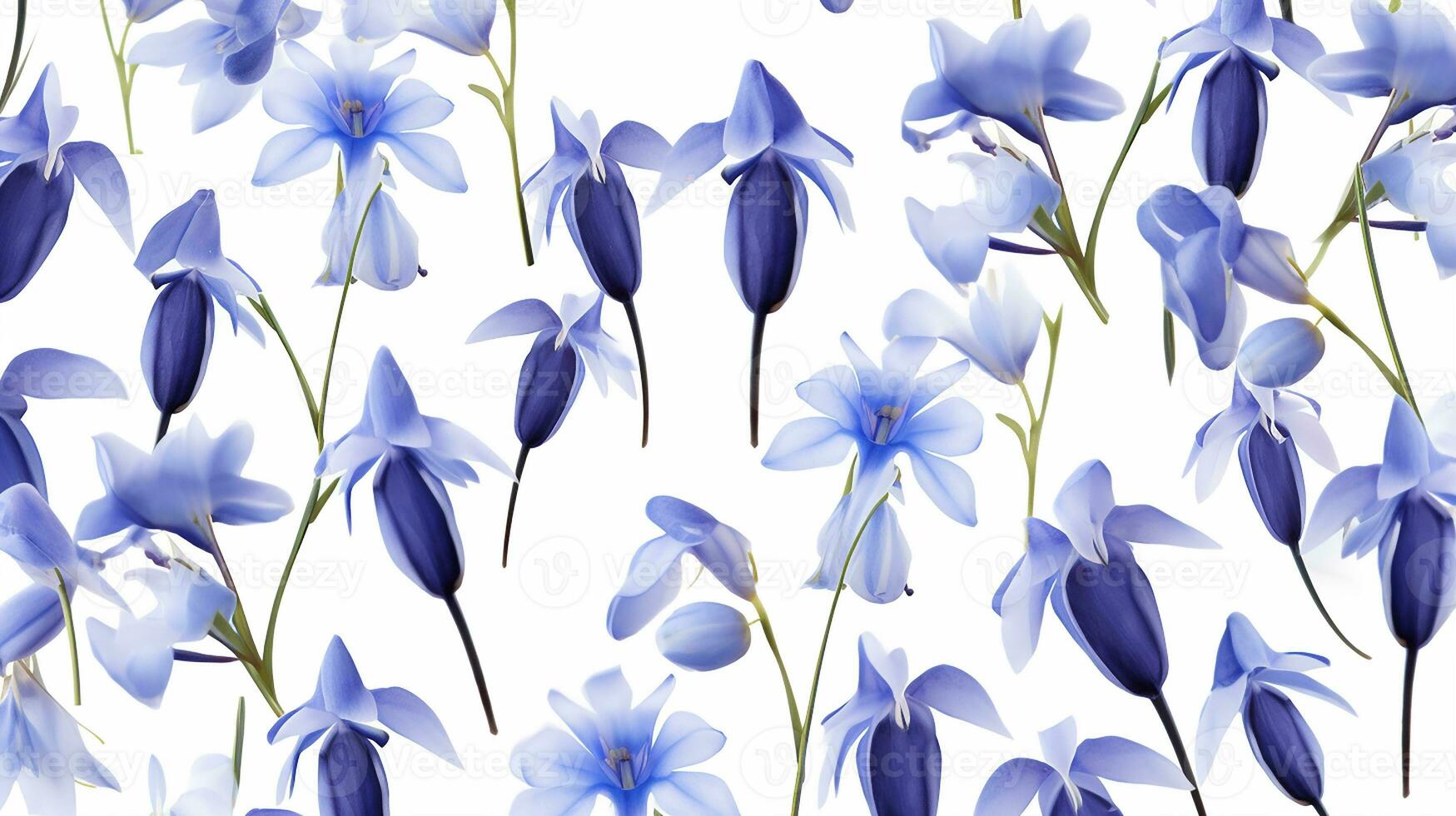 Bluebell flower pattern background. Flower background texture. Generative AI photo