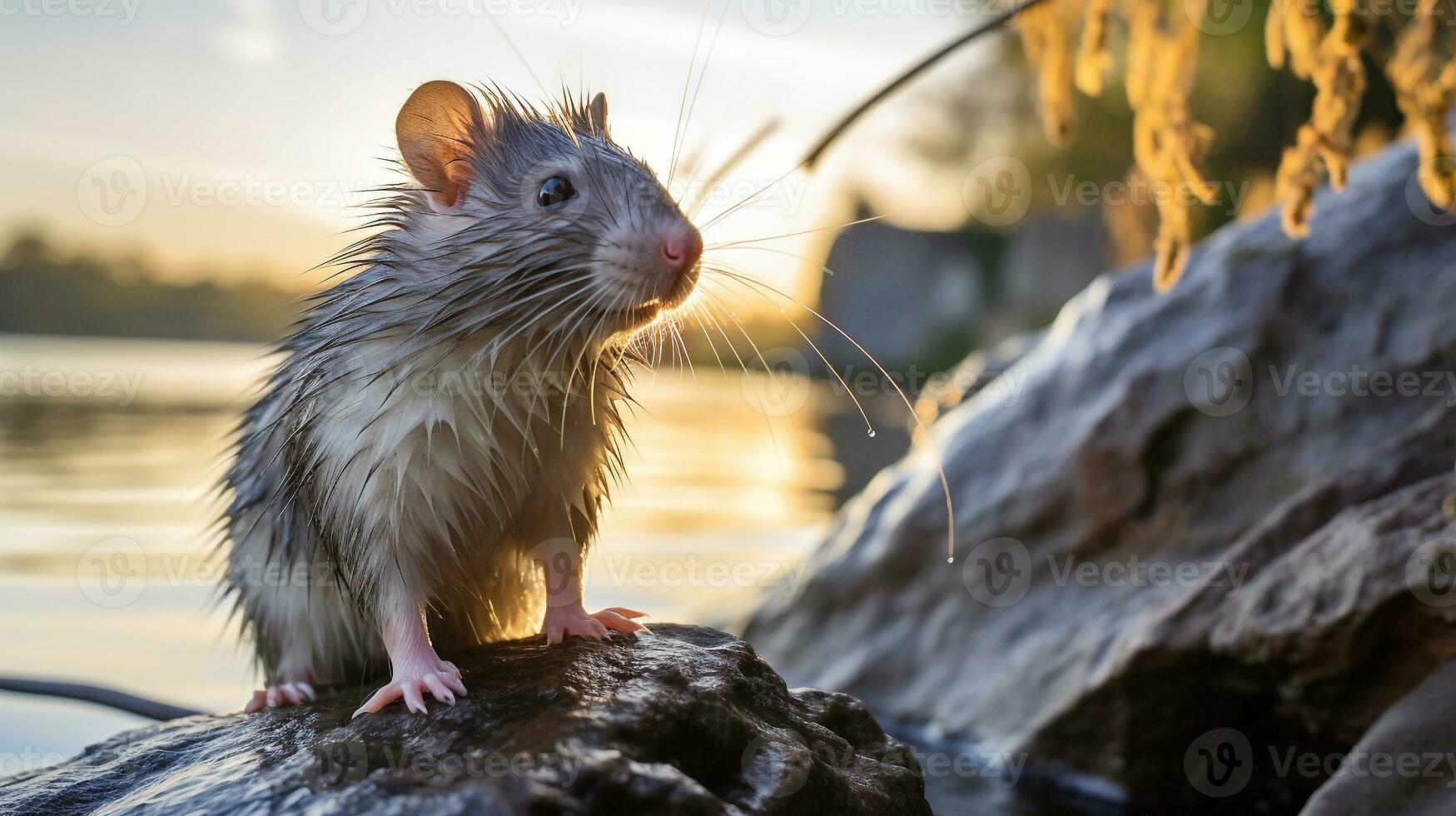 Close-up photo of a Crested Rat looking in their habitat. Generative AI