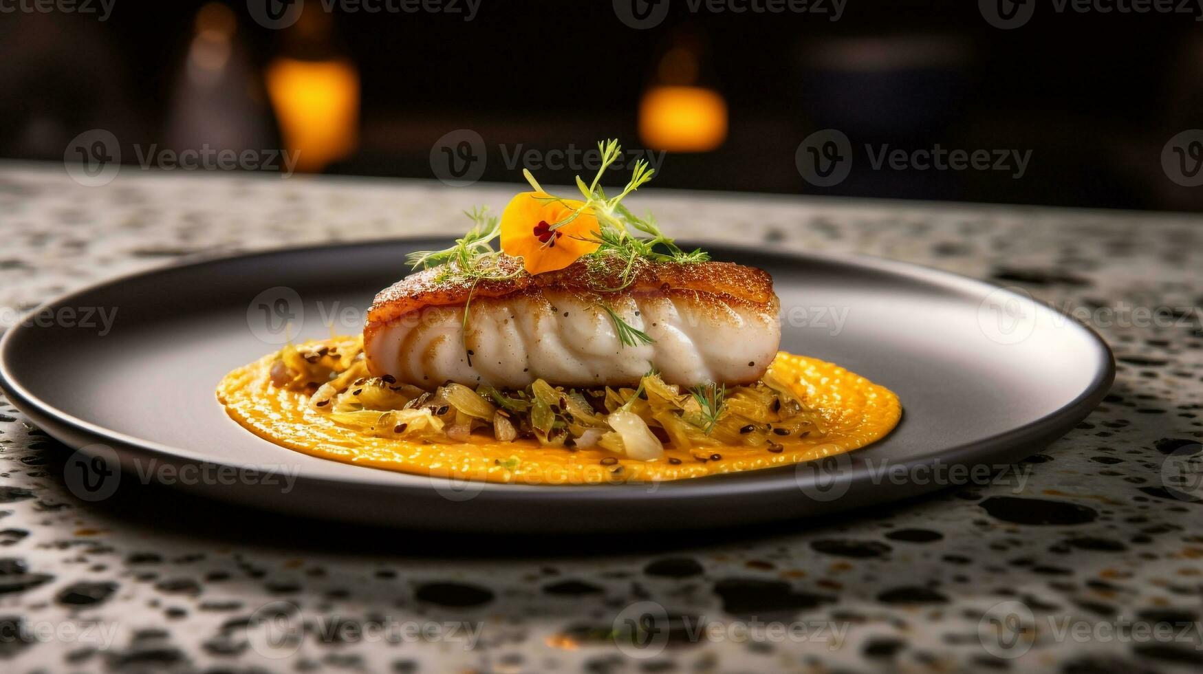 Photo of Aish El Saraya as a dish in a high-end restaurant. Generative AI
