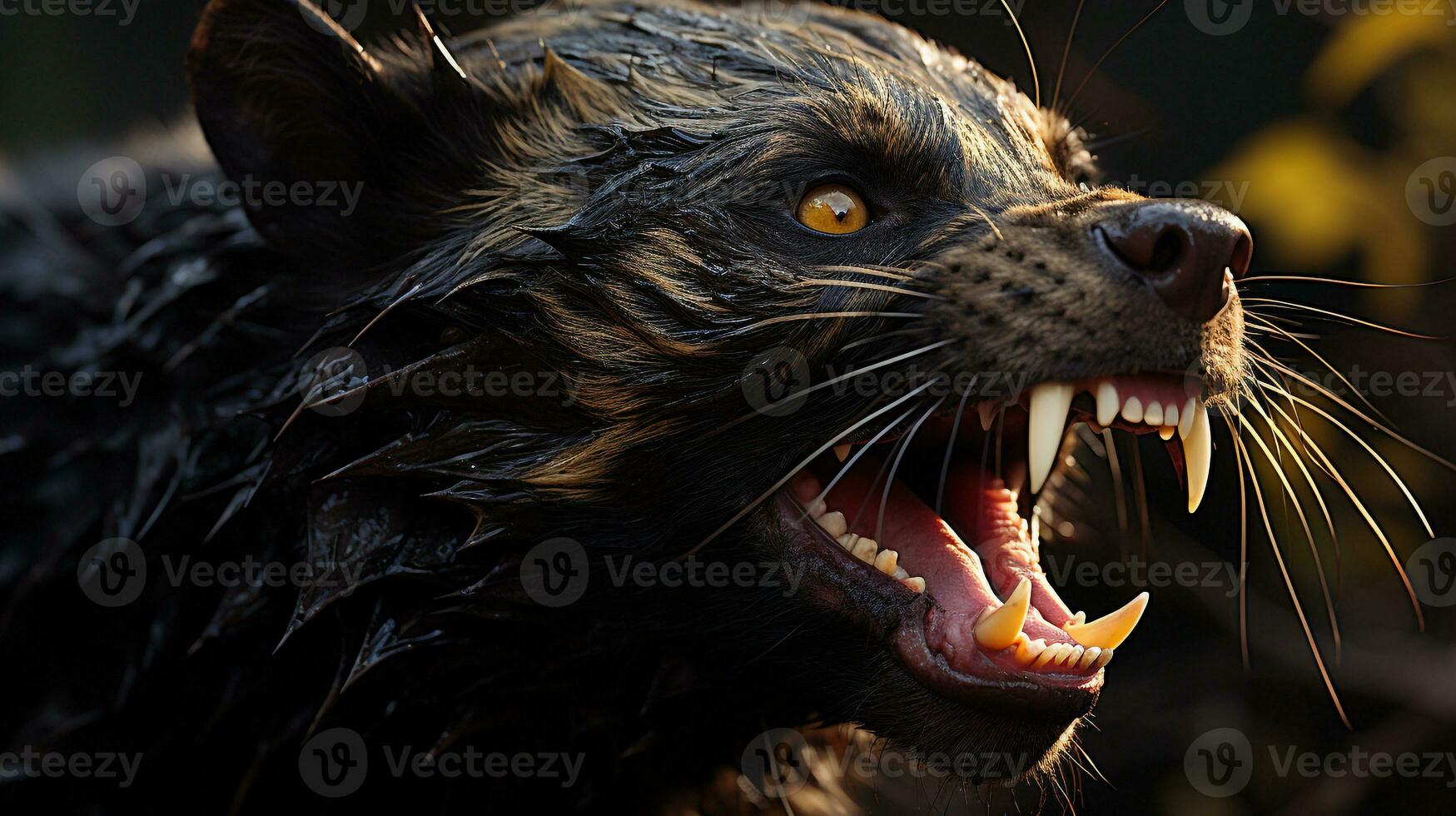 Close-up photo of a Tasmanian Devil looking any direction on jungle. Generative AI