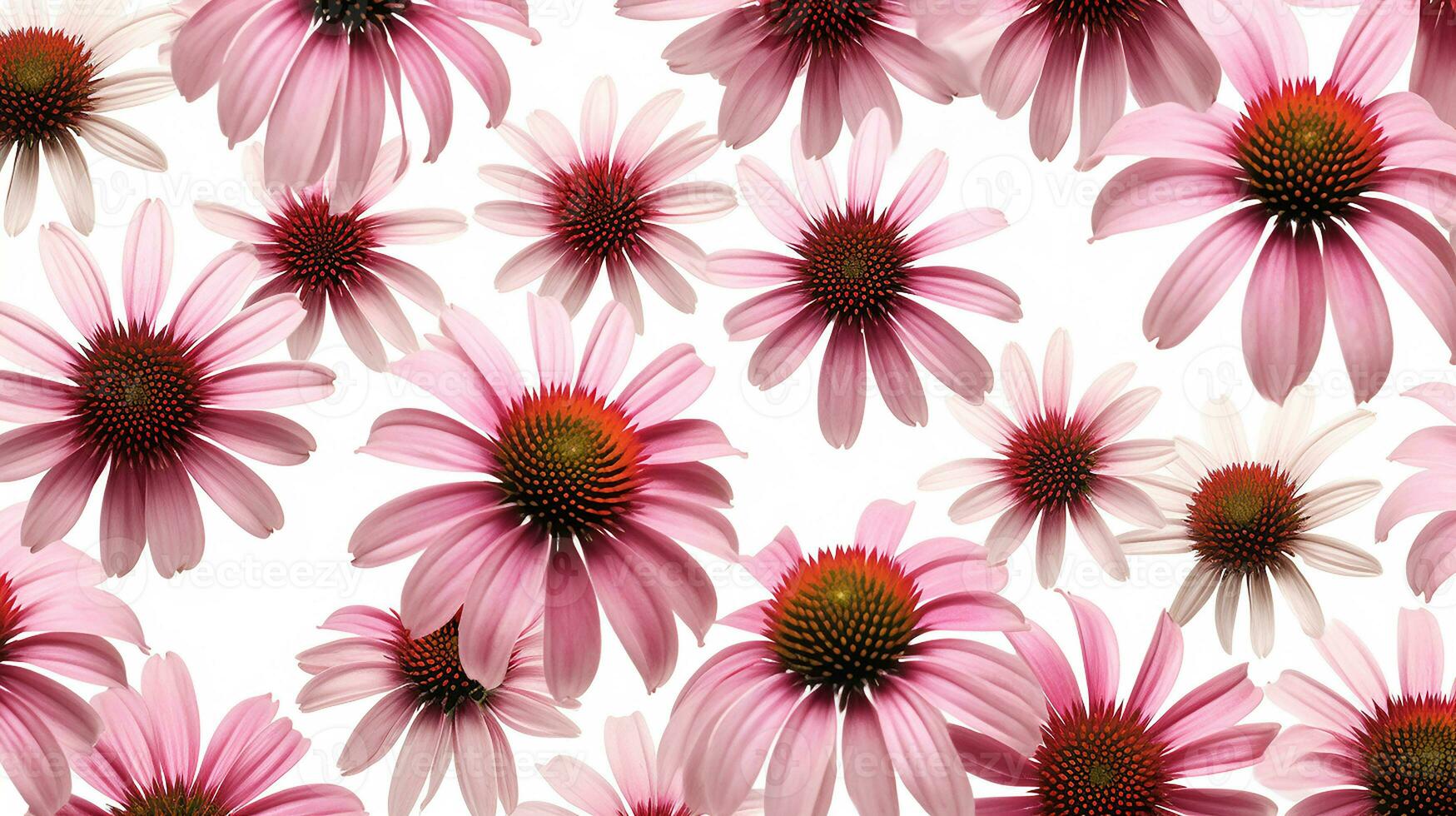 Echinacea flower patterned background. Flower texture background. Generative AI photo