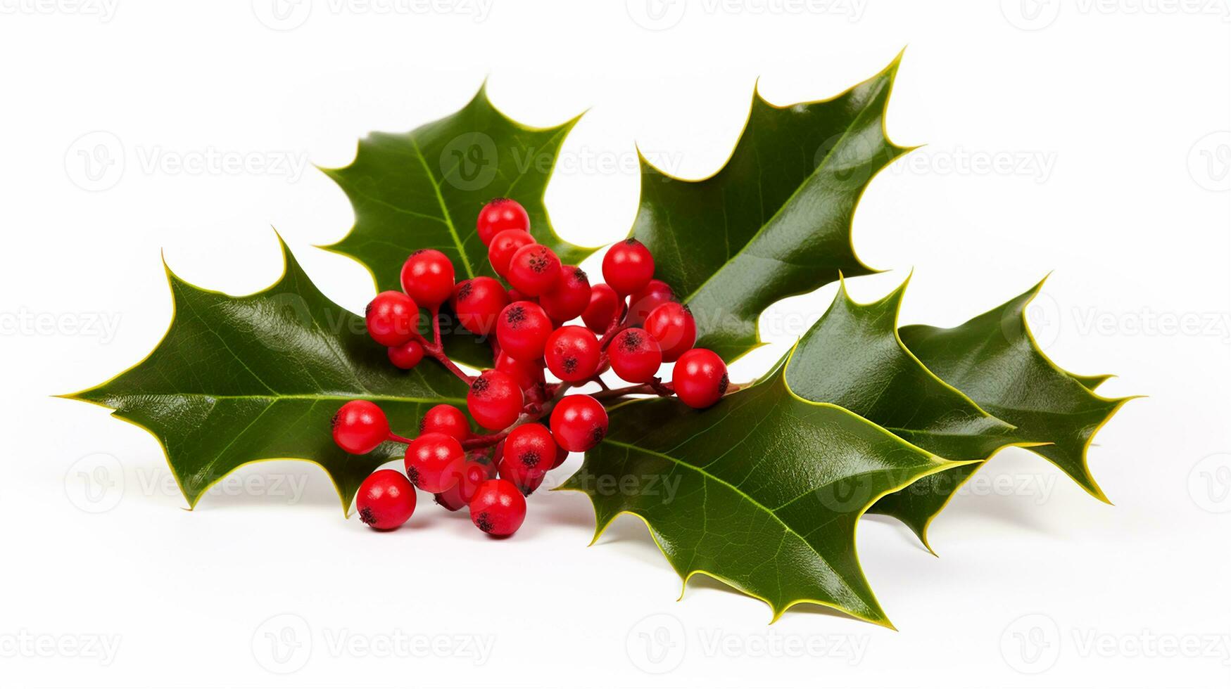 Photo of beautiful Holly flower isolated on white background. Generative AI