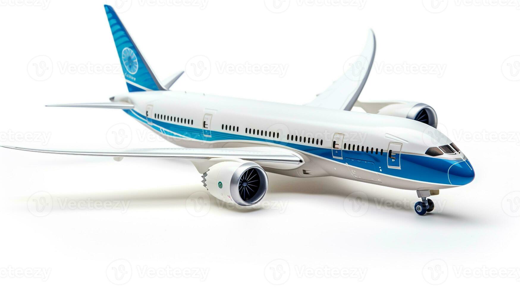 Displaying a 3D miniature Boeing 787 Dreamliner. Generative AI photo
