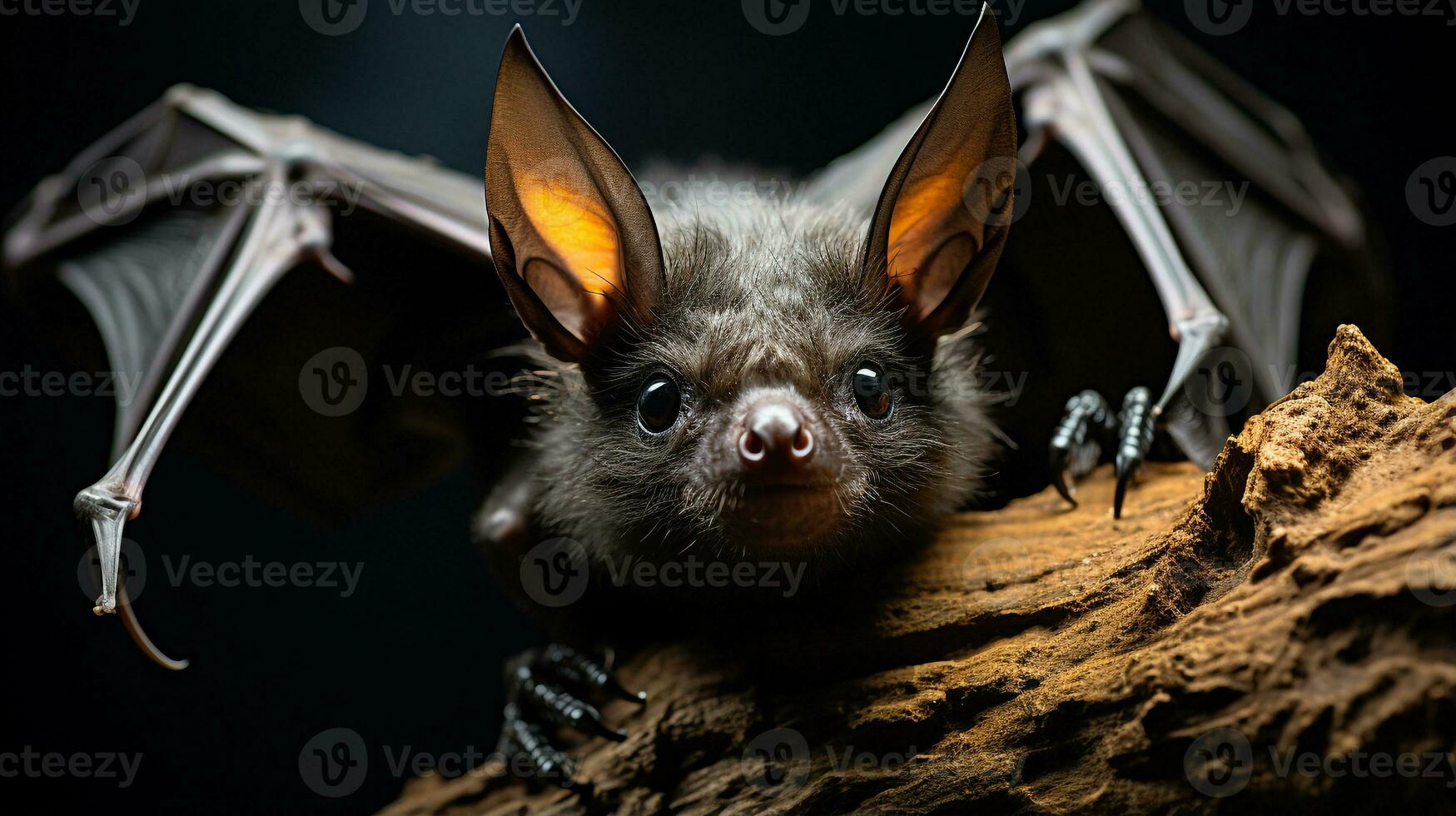 de cerca foto de un vampiro murciélago mirando ninguna dirección. generativo ai