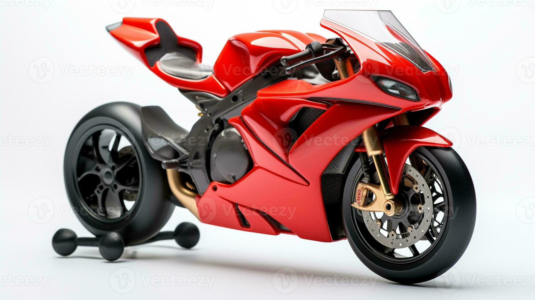 Displaying a 3D miniature Sport Bike. Generative AI photo
