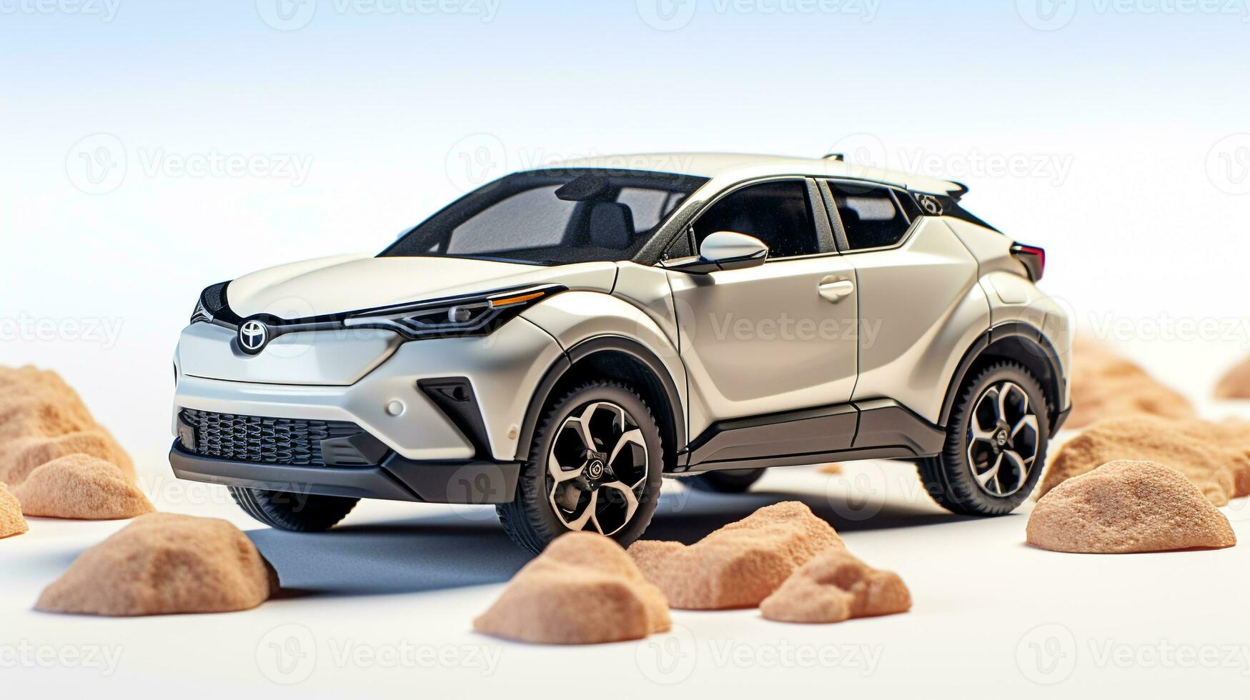 Displaying a 3D miniature Crossover car. Generative AI photo