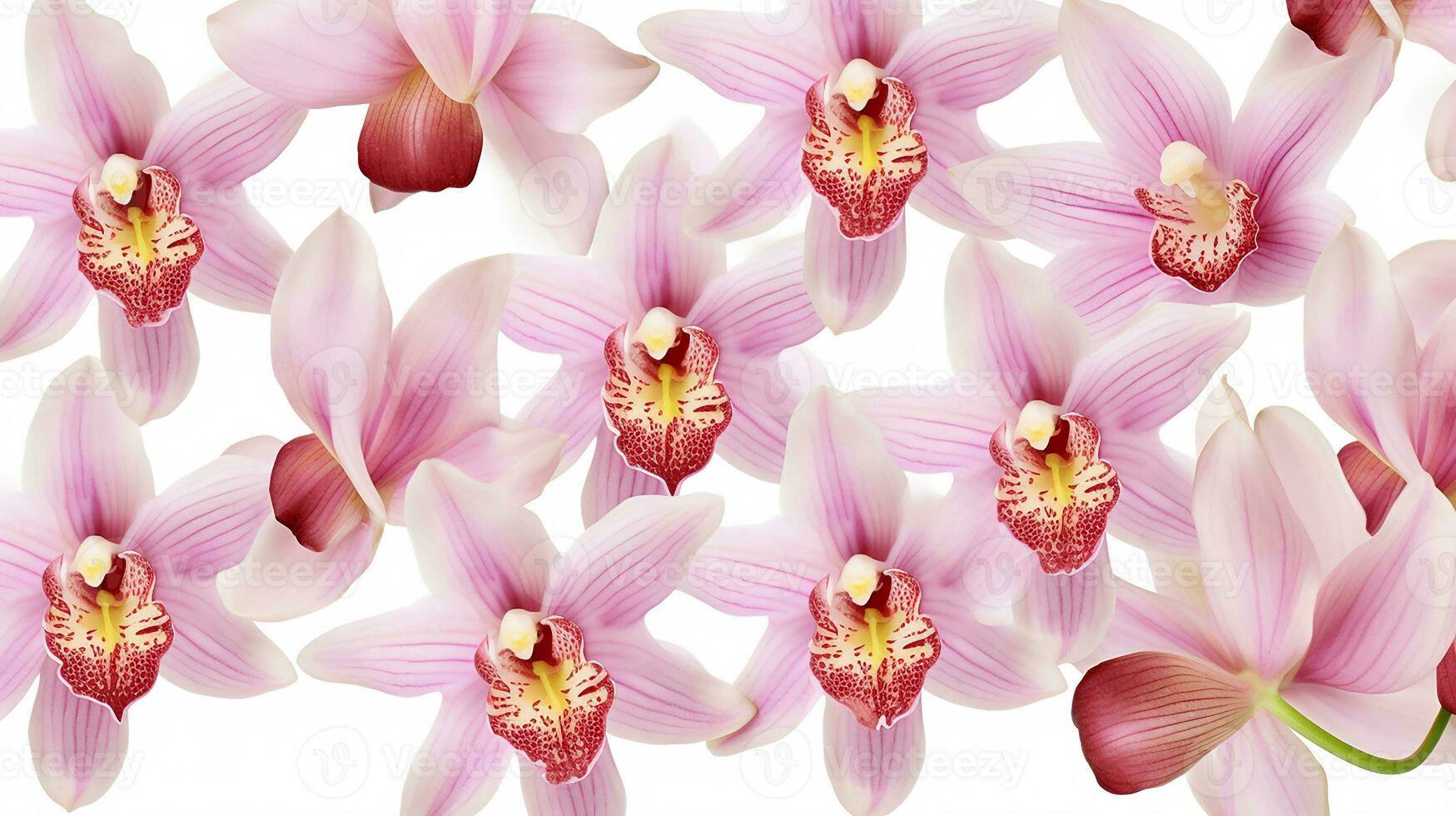 Cymbidium flower patterned background. Flower texture background. Generative AI photo