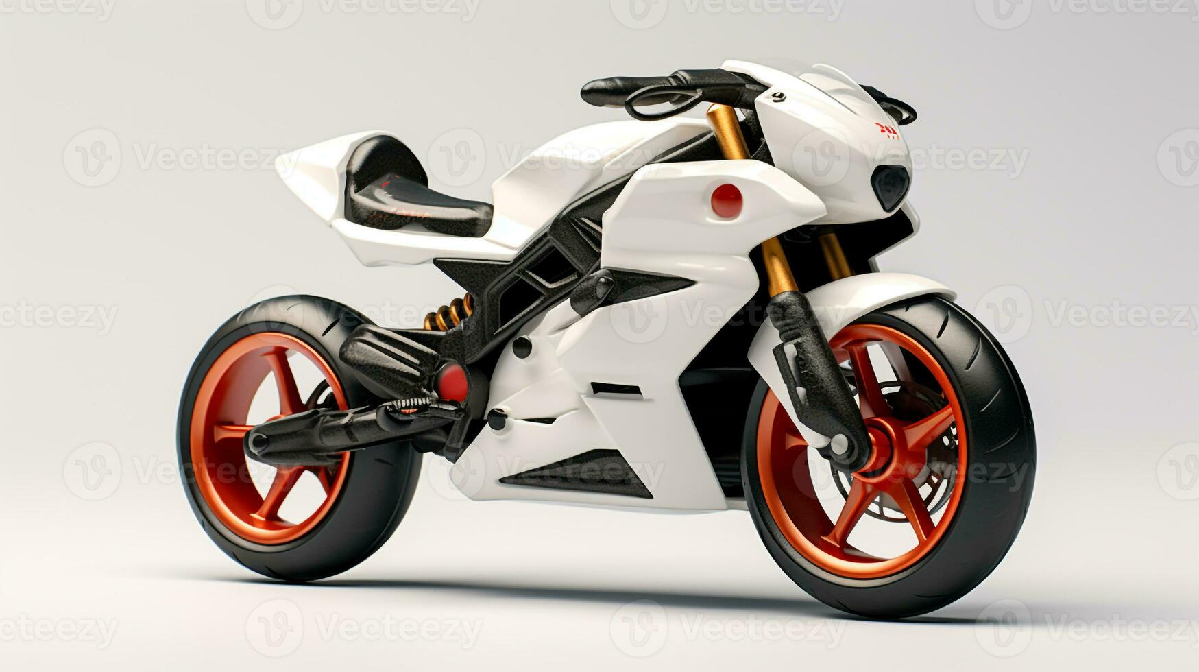 Displaying a 3D miniature Sport Bike. Generative AI photo