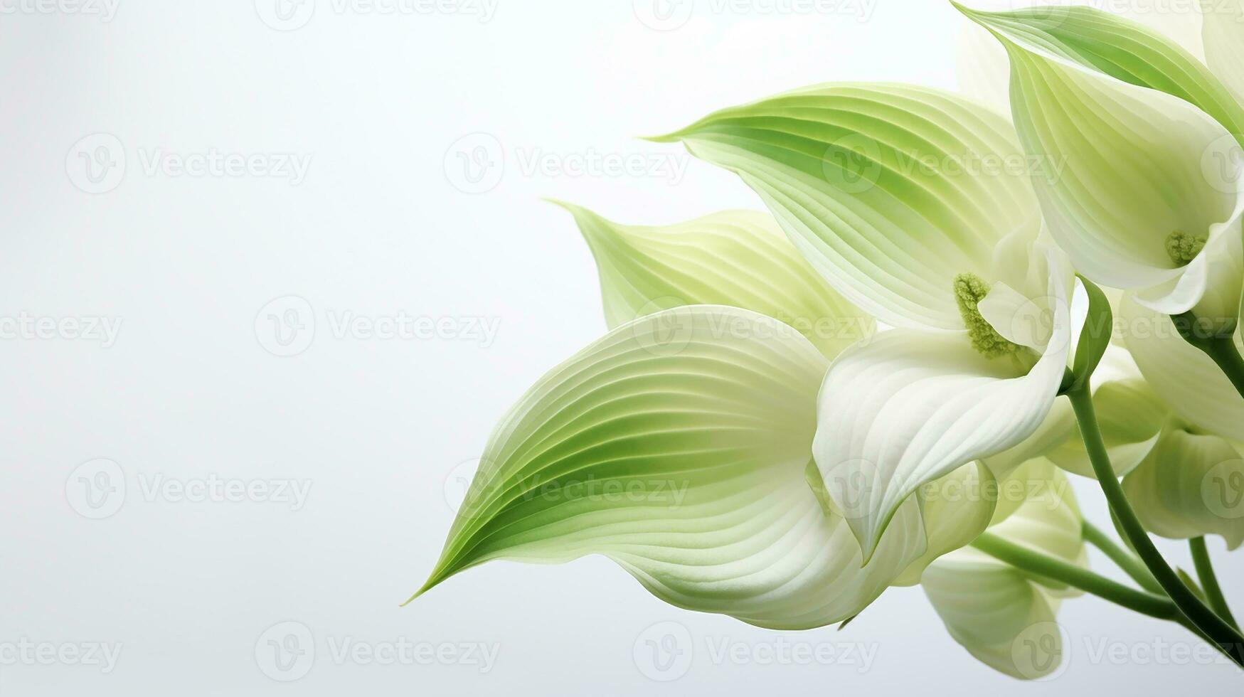 Photo of beautiful Hosta flower isolated on white background. Generative AI