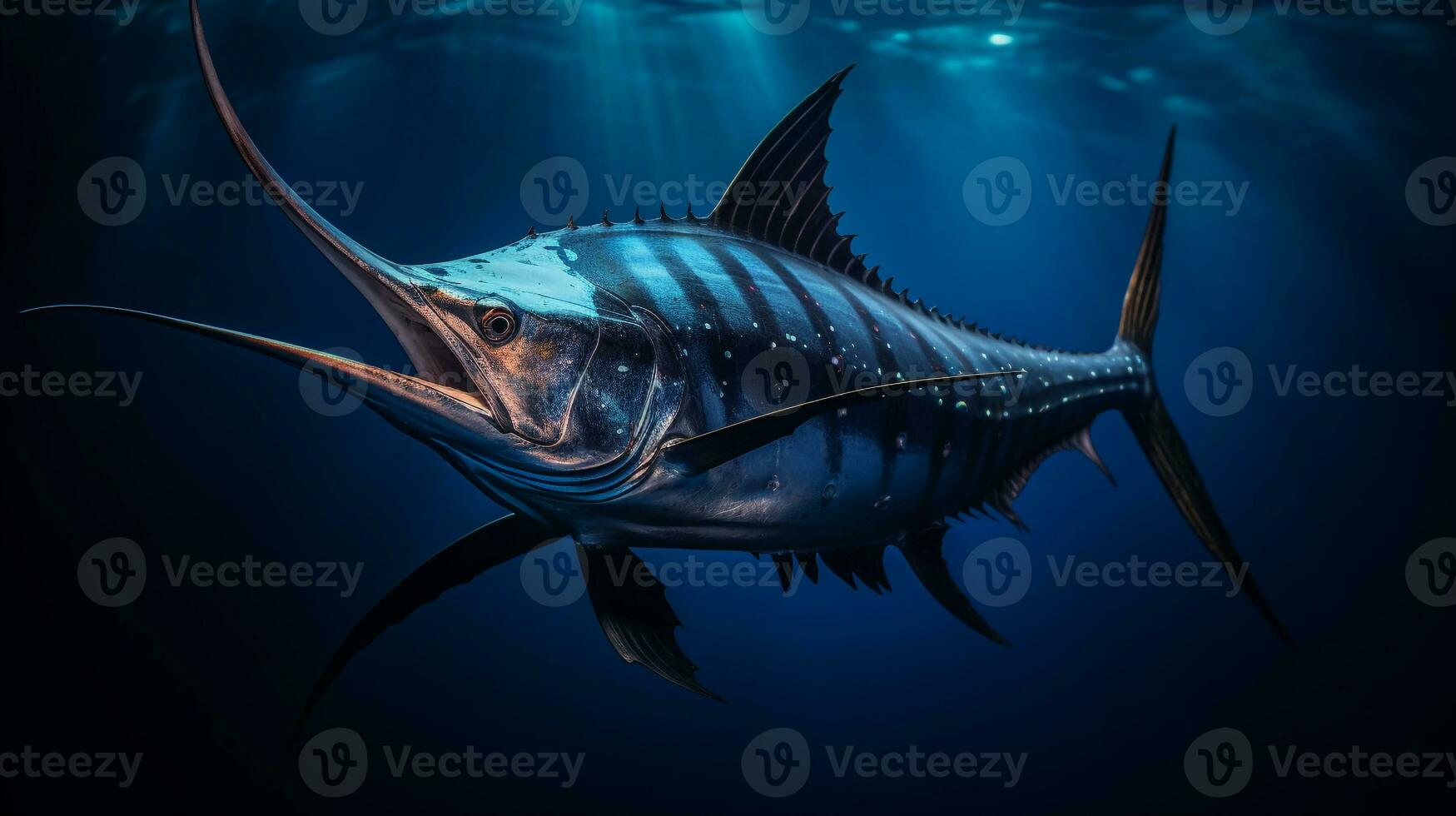 Wildlife photography of Photo of Swordfish. Generative AI
