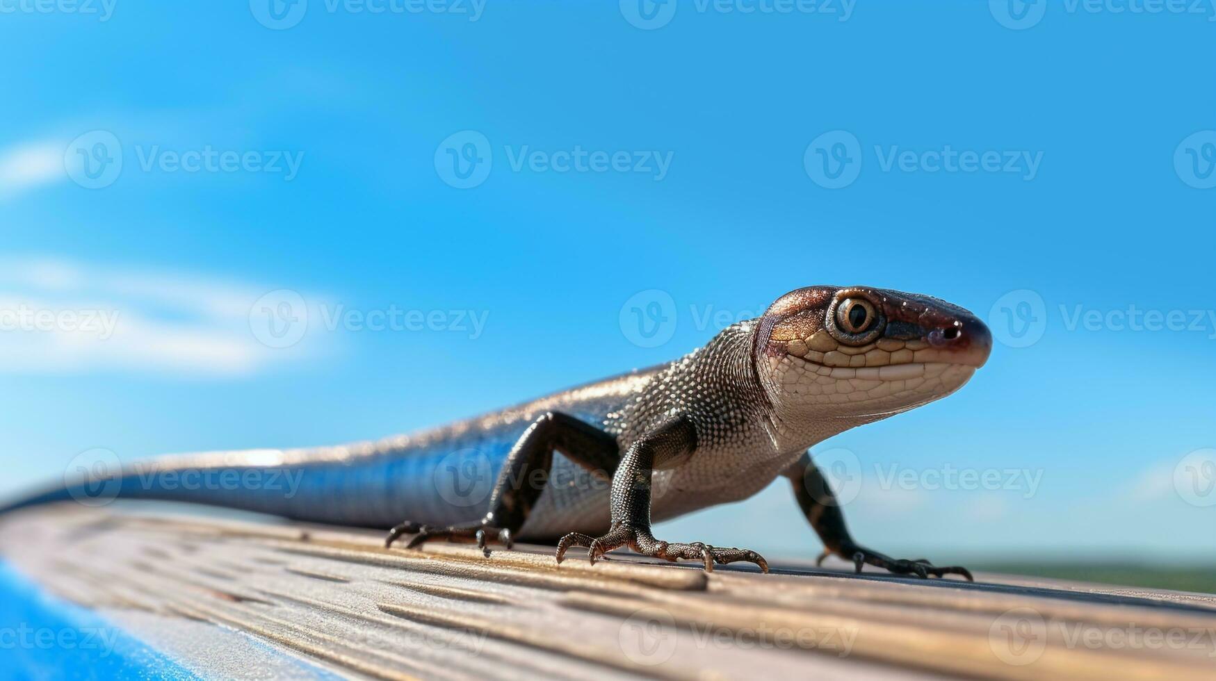 Photo of a Skink under Blue Sky. Generative AI