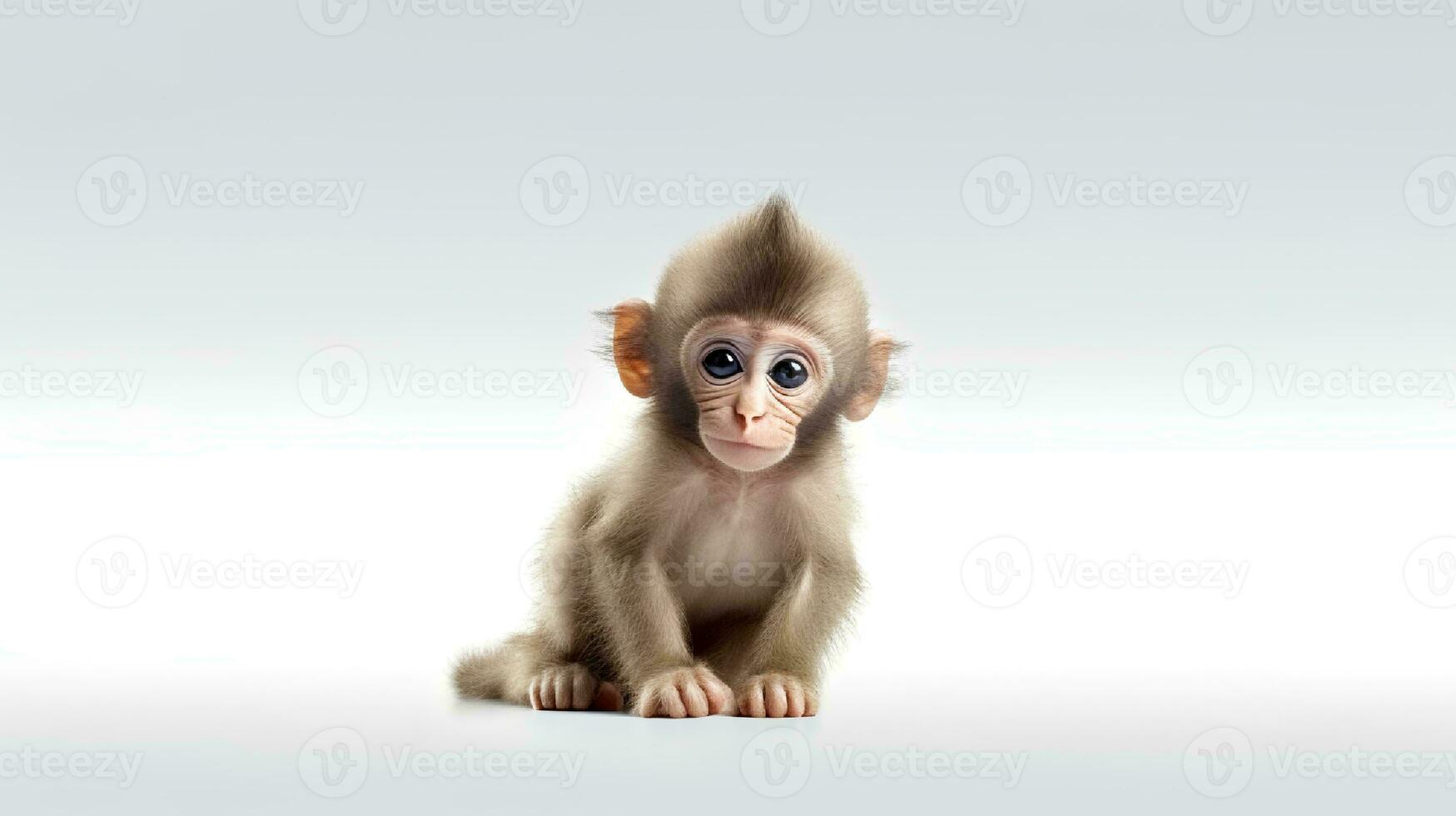 Photo of a monkey on white background. Generative AI